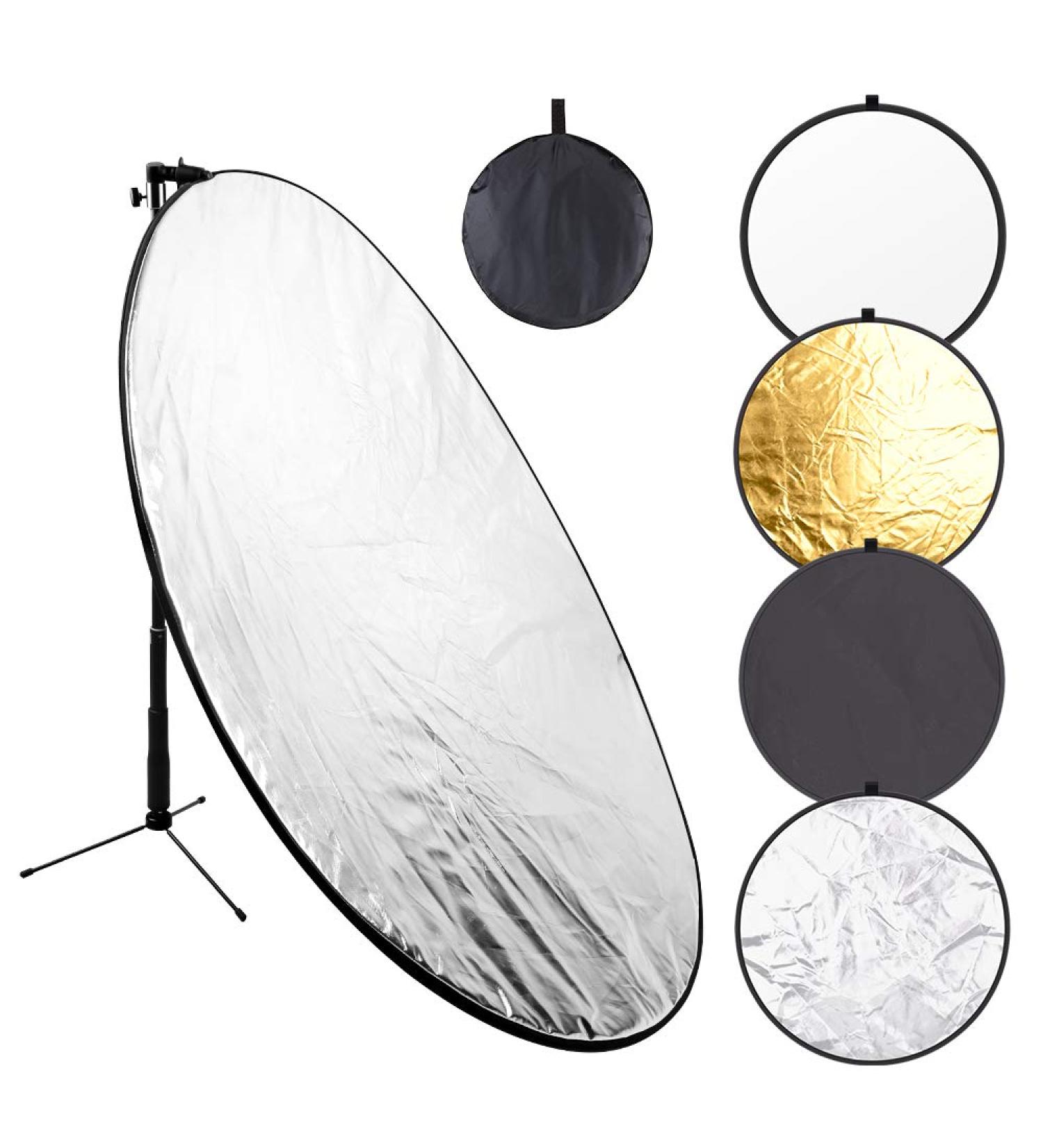 43 5-in-1 Collapsible Light Reflector Kit with Clamp & Stand for Studio & Outdoor Photography - Buy Online on GoSupps.com