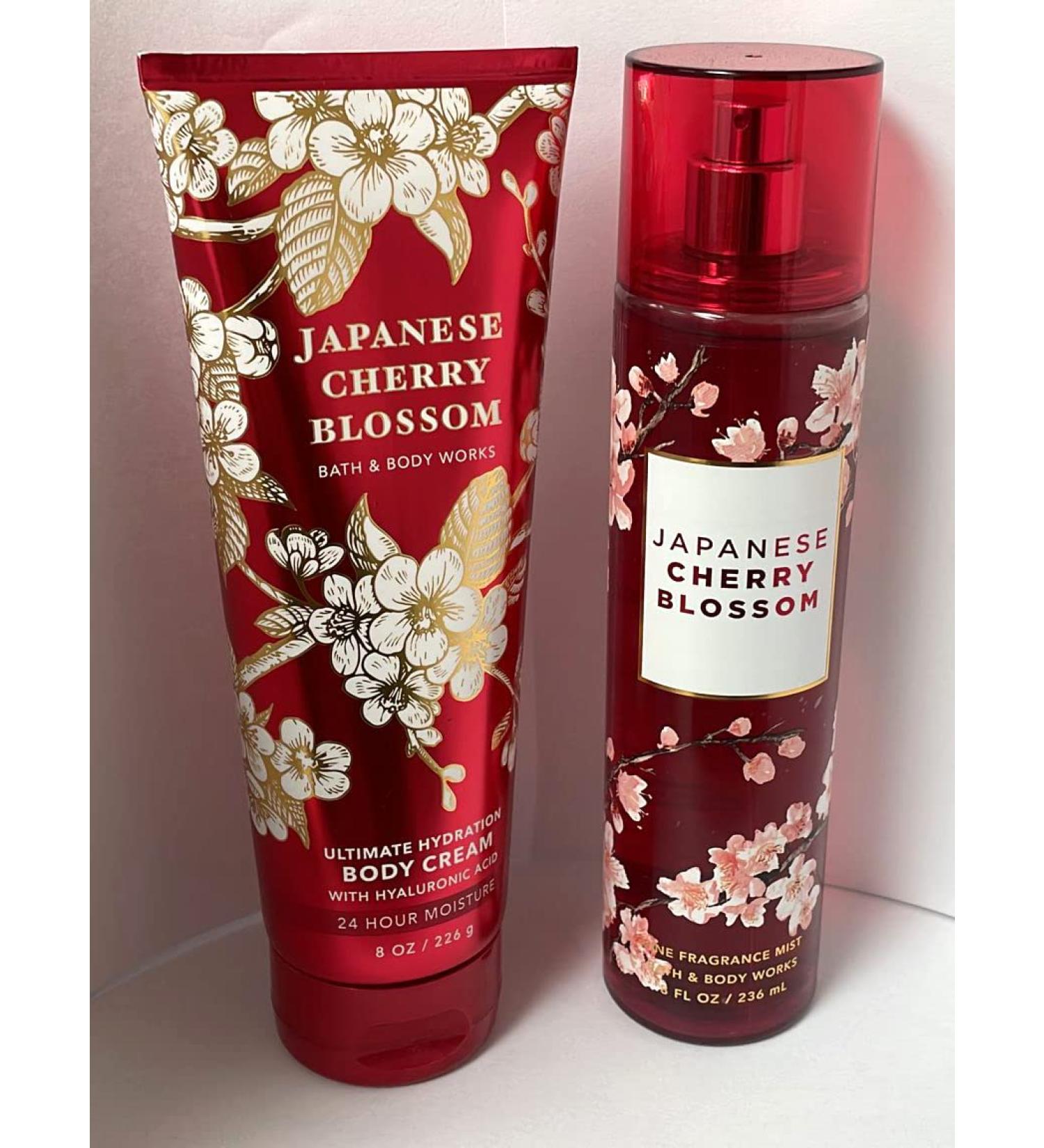 Bath & Body Works Japanese Cherry Blossom 2-Piece Set: Fine Fragrance Mist & Ultra Shea Body Cream - 8oz Full Size - Buy Online on GoSupps.com