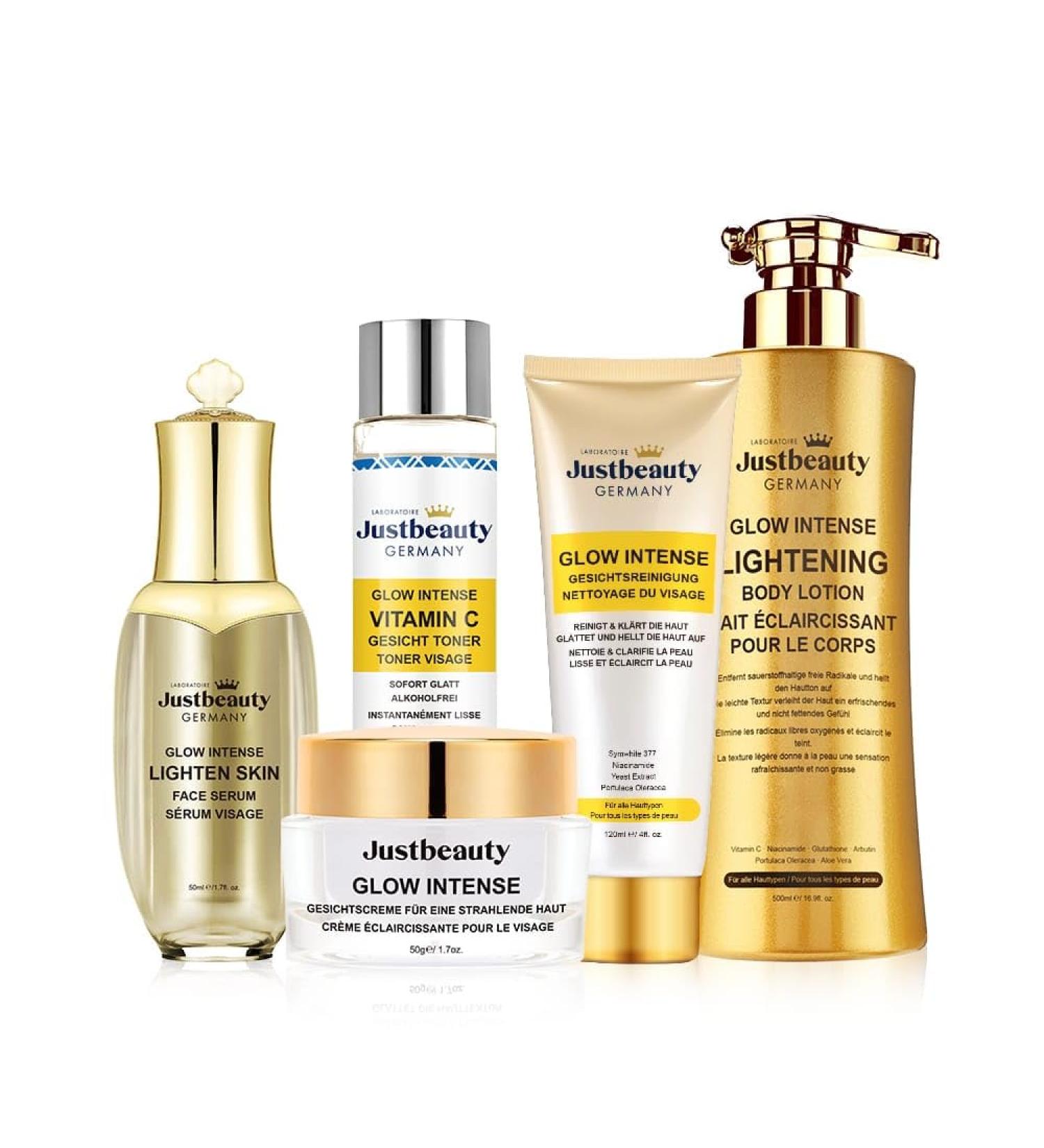 Glow Intense Collagen Brightening Kit Body Lotion Face Cream Serum Toner Purify Hydrate Brighten With Collagen Niacinamide Vitamin C (1. Kilogram) - Buy Online on GoSupps.com