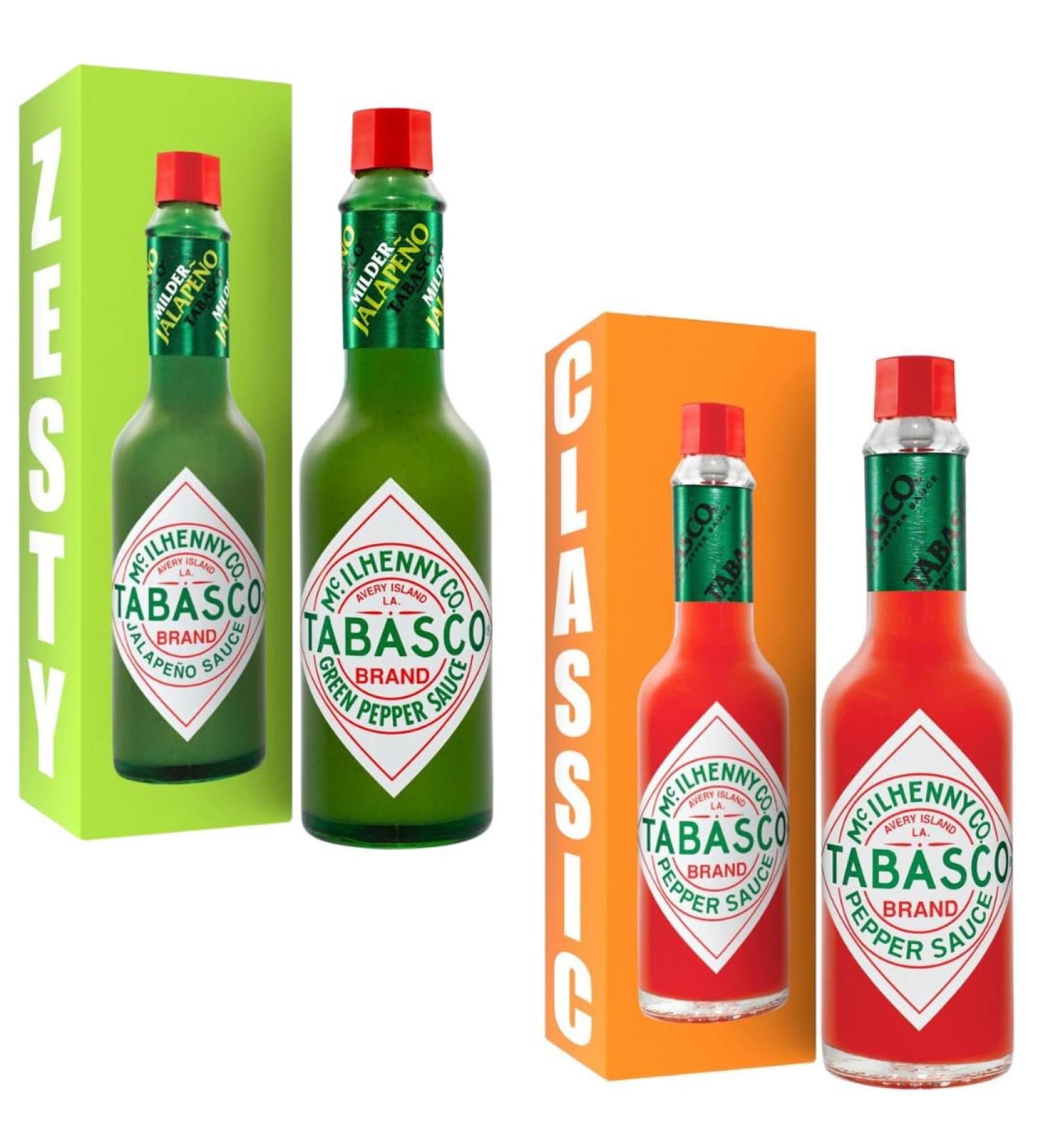 Tabasco Mild Green Pepper Sauce 57ml With Original Red Hot Pepper Sauce 57ml - Bundle Consisting of Tabasco Hot Sauces x2 Pack - Buy Online on GoSupps.com