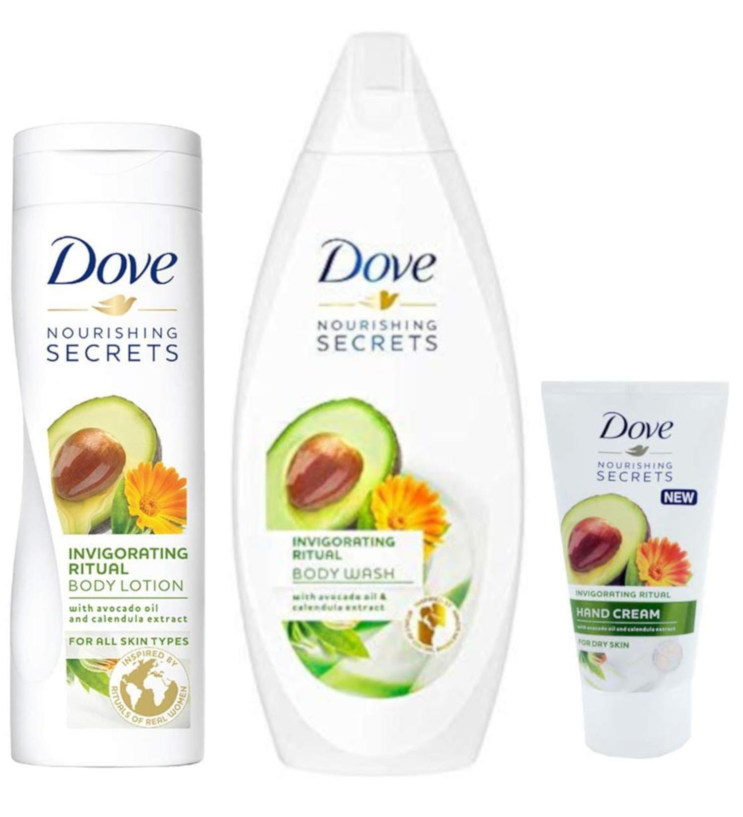 Dove INVIGORATING RITUAL Set - Body Wash 250ml + XL Body Lotion 400ml + Hand Cream 75ml