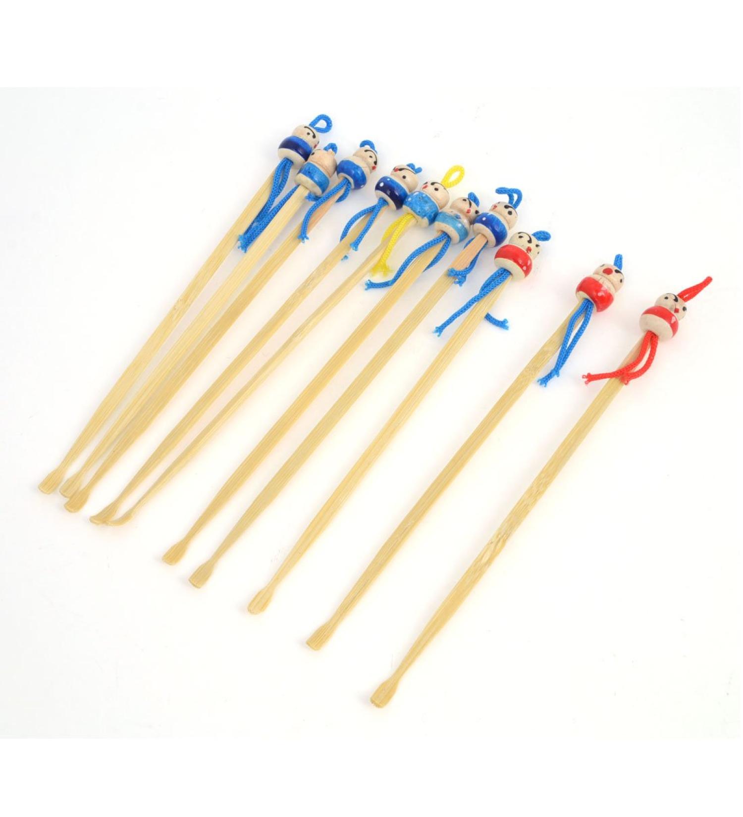 Qtqgoitem 10Pcs Cartoon Beige Wooden Earpick Ear Wax Remover w Hanging Strap (Model: 39b a4b 9a5 45c 7f3)