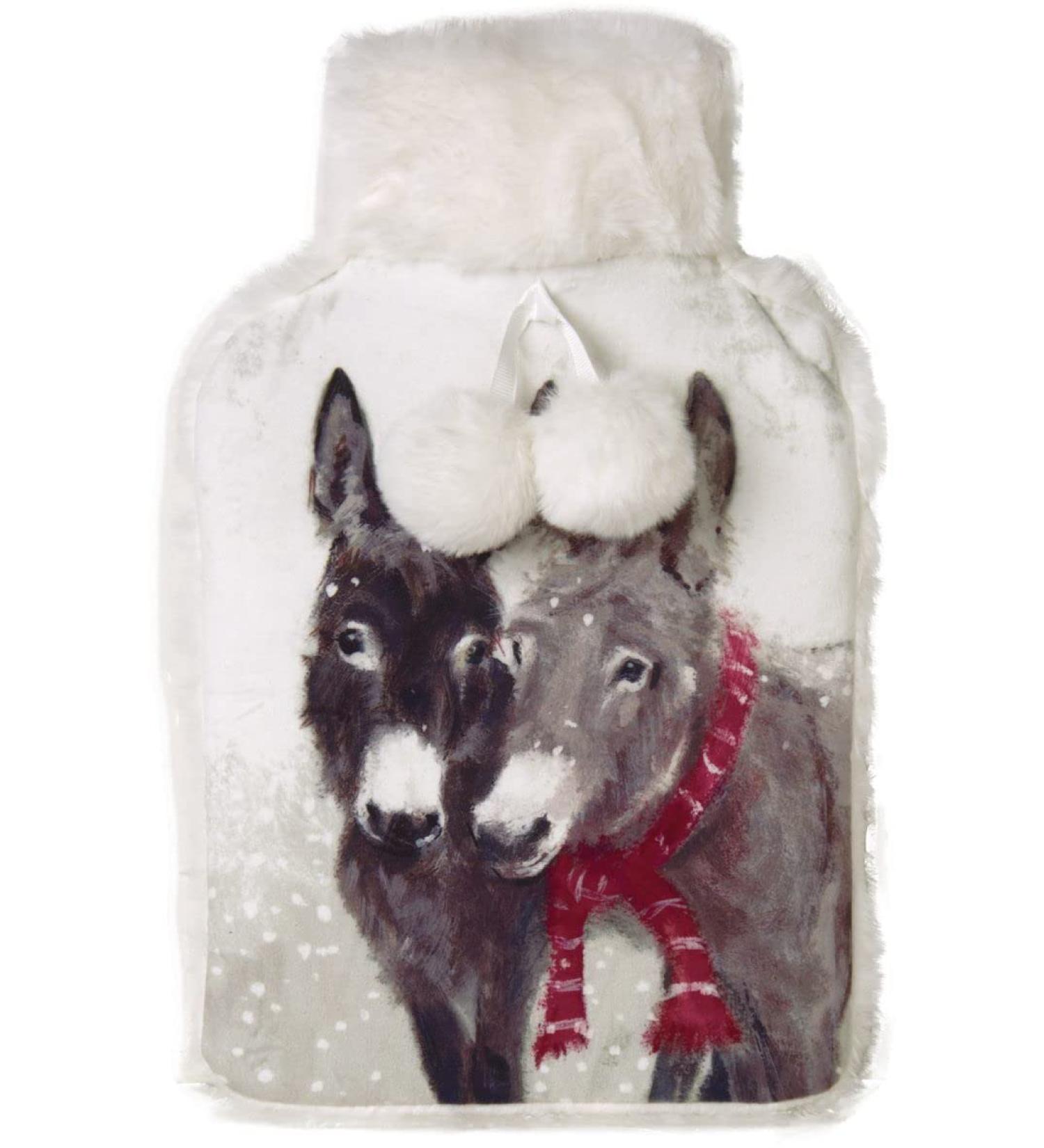 Cozy Donkey Motif Hot Water Bottle - 2000ml Soft Cover for Comfort | Buy Internationally - Buy Online on GoSupps.com