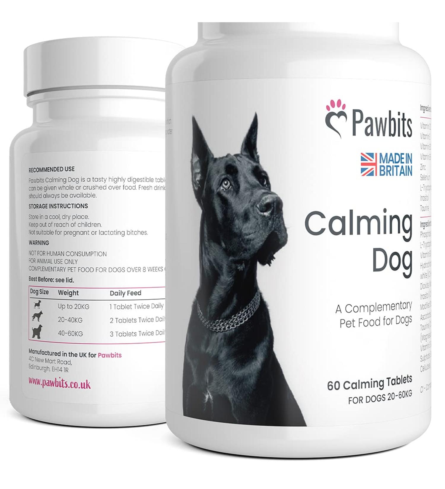 Pawbits 60 Calming Tablets for Anxious Dogs - Natural Calm Aid for Fireworks, Travel & Vet Visits - Buy Online on GoSupps.com