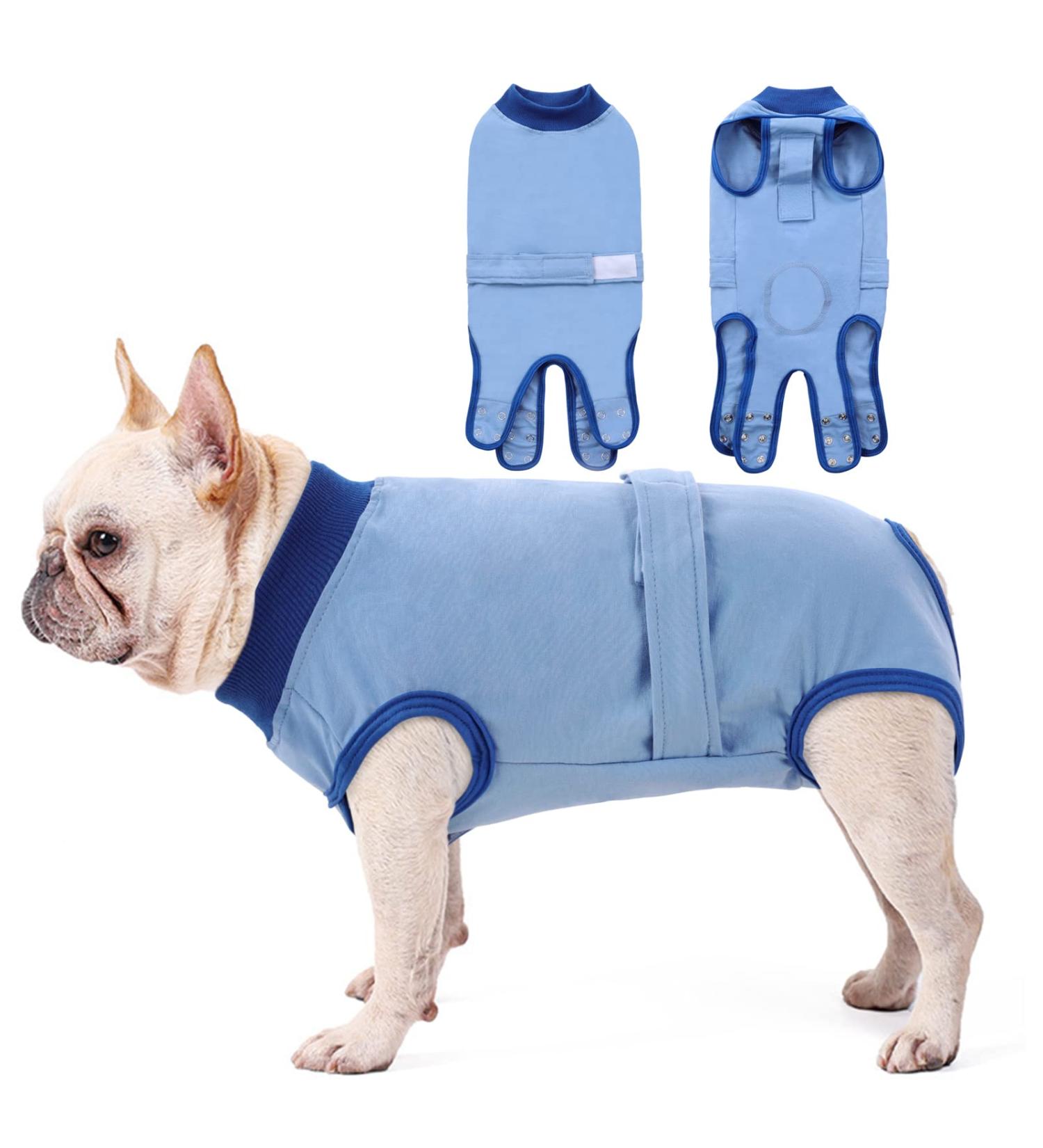 Convinite Recovery Suit for Dogs | Breathable Wound Protection for Male & Female | Post-Op Castration Blue One-Divider with Push Buttons - Buy Online on GoSupps.com