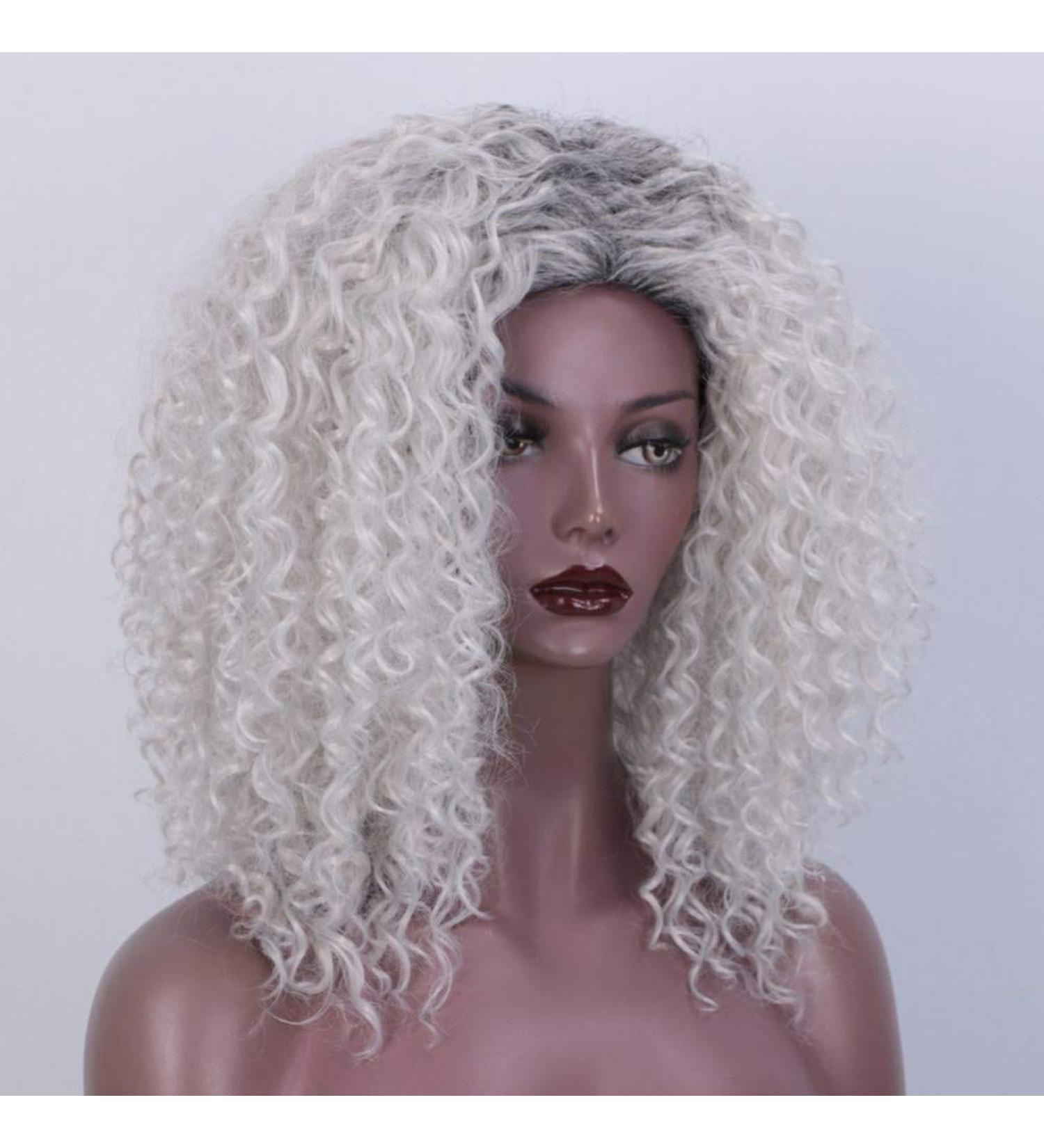 HBINGBING Synthetic Short Grey Wig for Women | Afro Kinky Curly & Brown Wigs | High Temperature Fiber - Buy Online on GoSupps.com