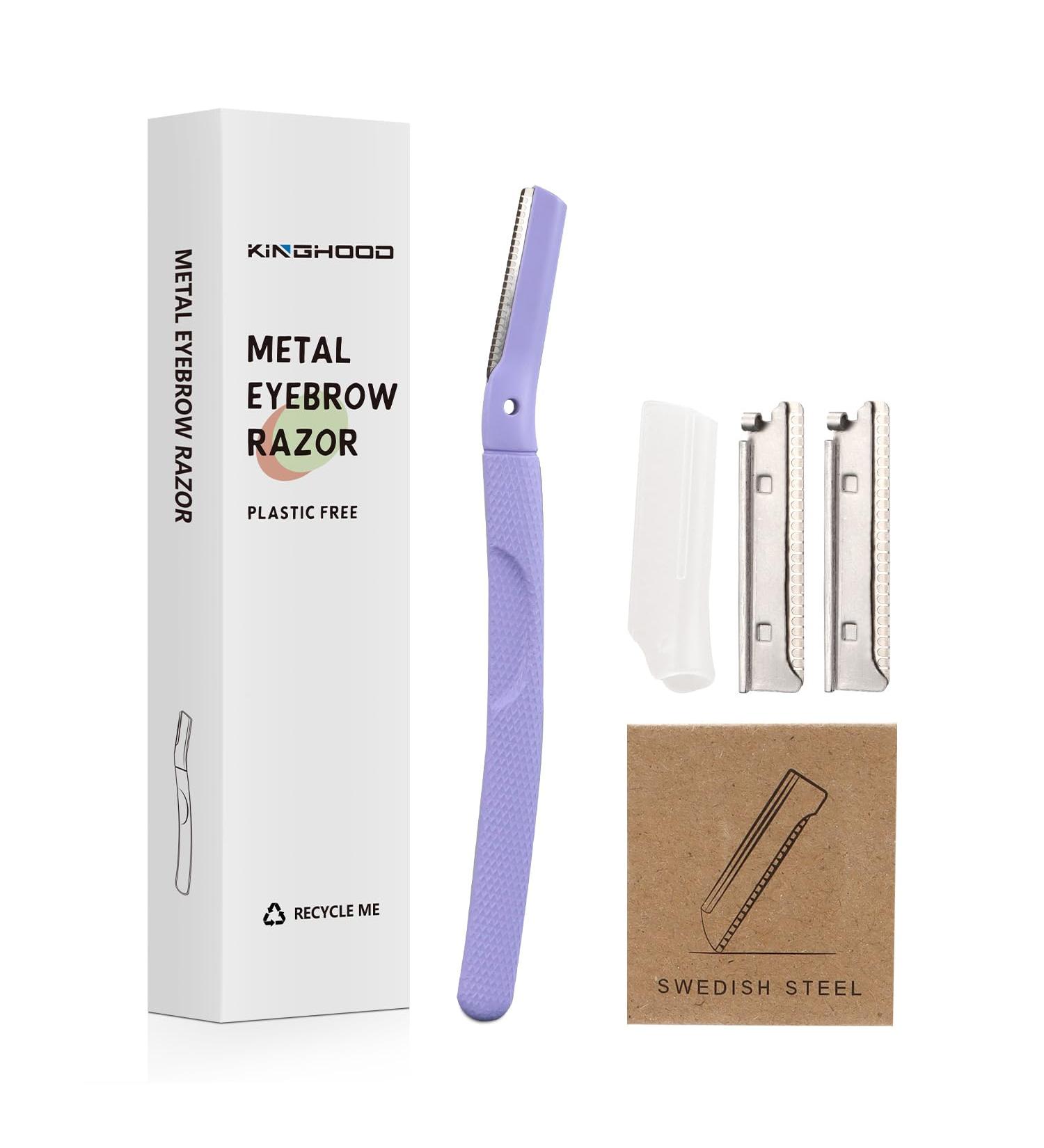 Buy Metal Eyebrow Razors for Women - Professional Dermaplaning Tool with Comfortable Handle & 2 Free Blades | International Shipping Available - Buy Online on GoSupps.com