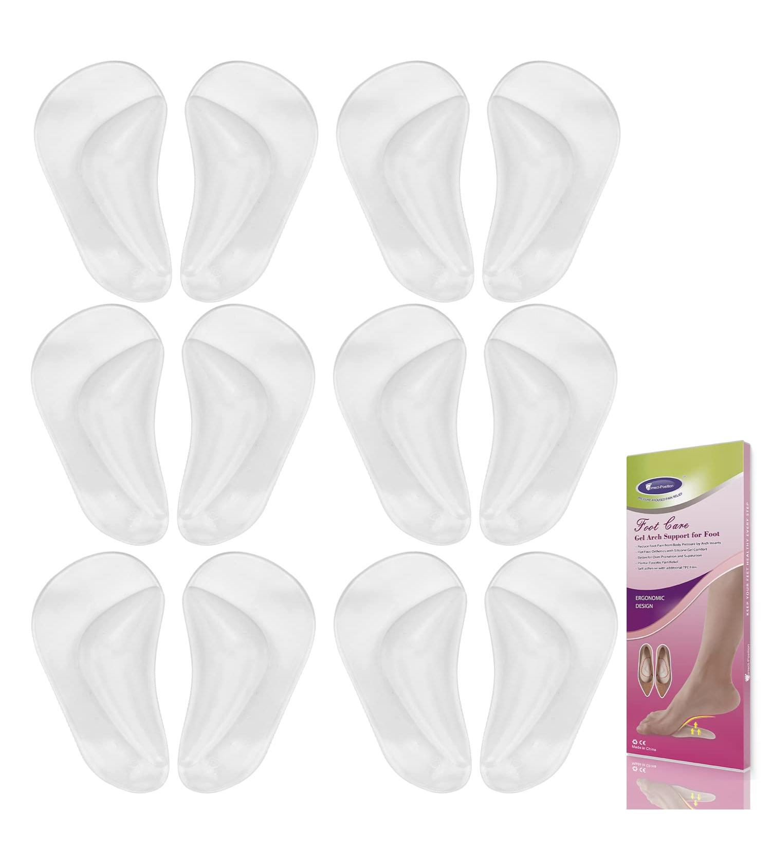 6 Pairs Gel Arch Support Shoe Insoles for Plantar Fasciitis and Flat Feet | Thicken High Arch Cushions for Pain Relief | Reusable Inserts for Men and Women - Buy Online on GoSupps.com