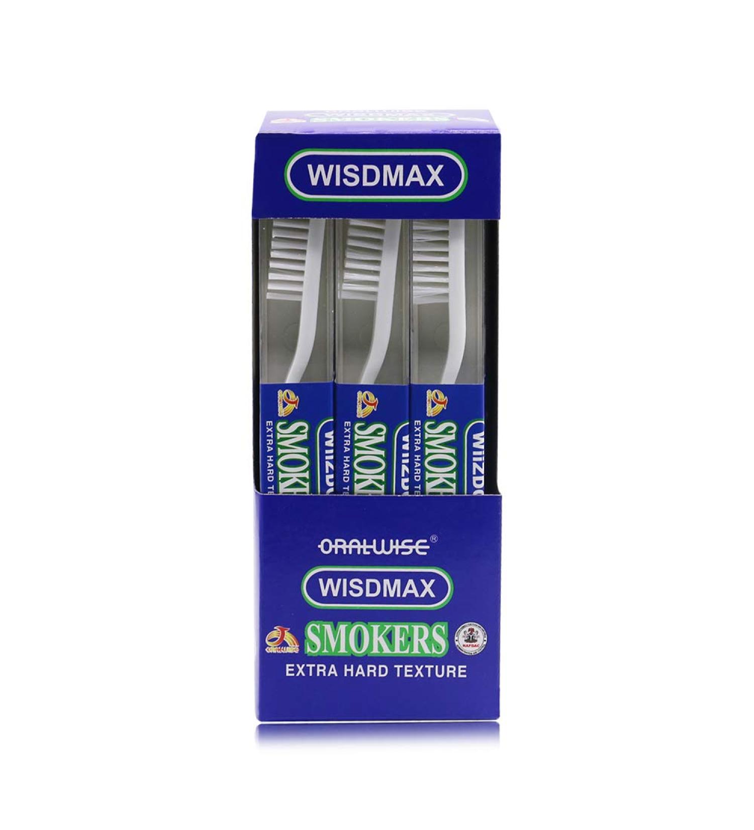 DR PERFECT WISDMAX Adult Smoker's Toothbrush Super Hard Bristles (12)
