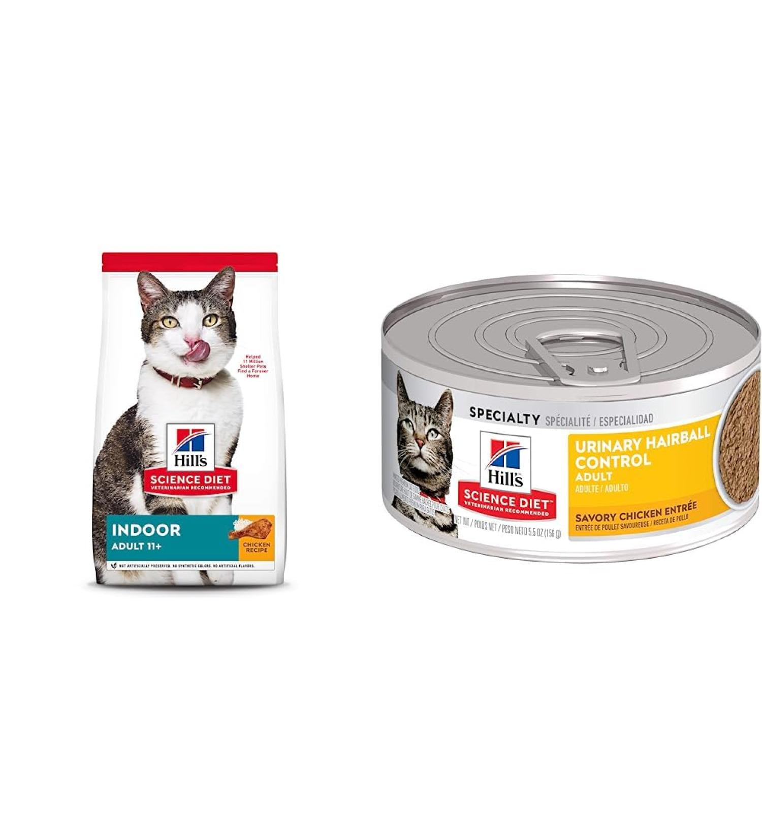 Hill's Science Diet Adult 11+ Chicken Recipe Dry Cat Food | Adult Urinary & Hairball Control Wet Food Bundle 3.17 kg (Pack of 1) Adult 11++ Cat Food - Buy Online on GoSupps.com