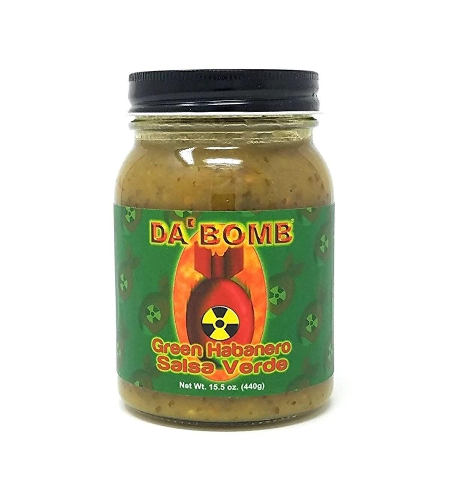 Da'Bomb - Green Habanero Pepper Salsa - 15.5 oz Bottles - Made in USA with Habanero & Jolokia Peppers- Non-GMO, Gluten Free, Sugar Free, Keto - Pack of 1