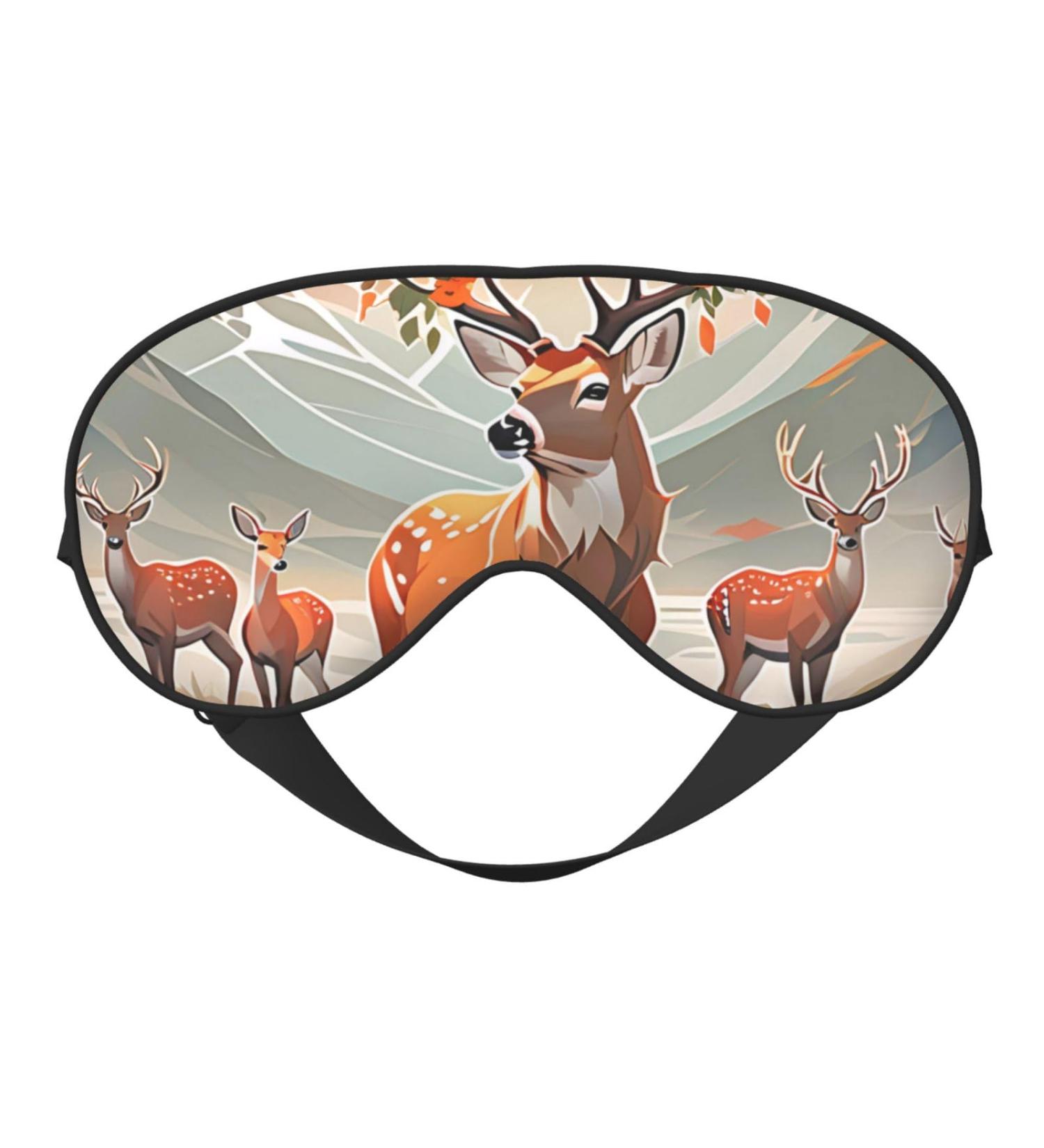 Soft Deer Printed Eye Mask - Adjustable & Breathable for Sleep | Light Blocking & Double-Sided Eye Masks - Shop Now - Buy Online on GoSupps.com