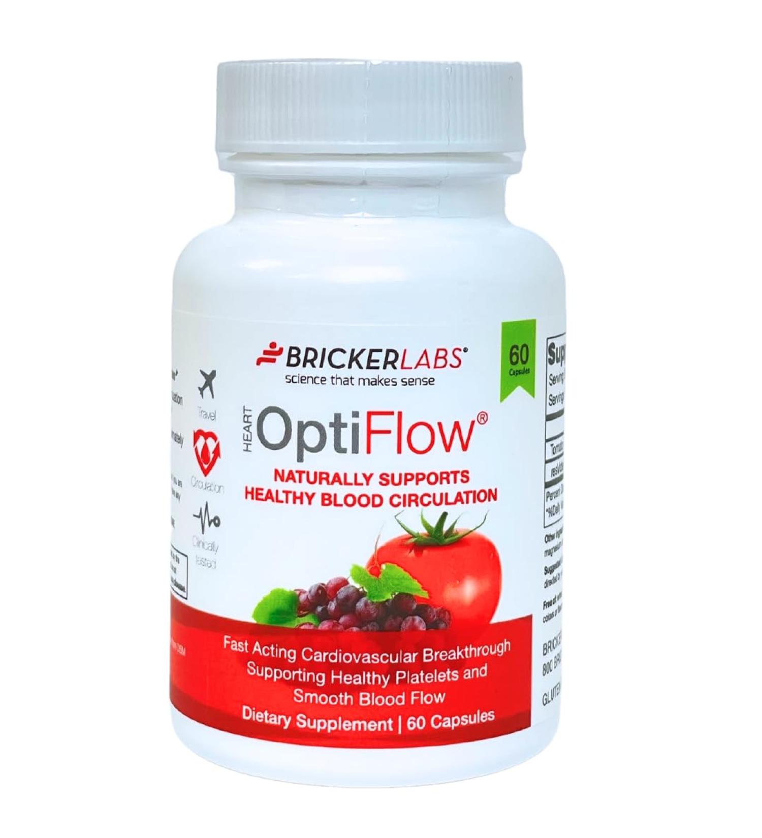 Bricker Labs OptiFlow Blood Circulation Vitamins Naturally Supports Healthy Blood Flow Contains FruitFlow and resVida Trans resveratrol. Blood Optimizer Supplement 60 Capsules 60 Count (Pack of 1) - Buy Online on GoSupps.com