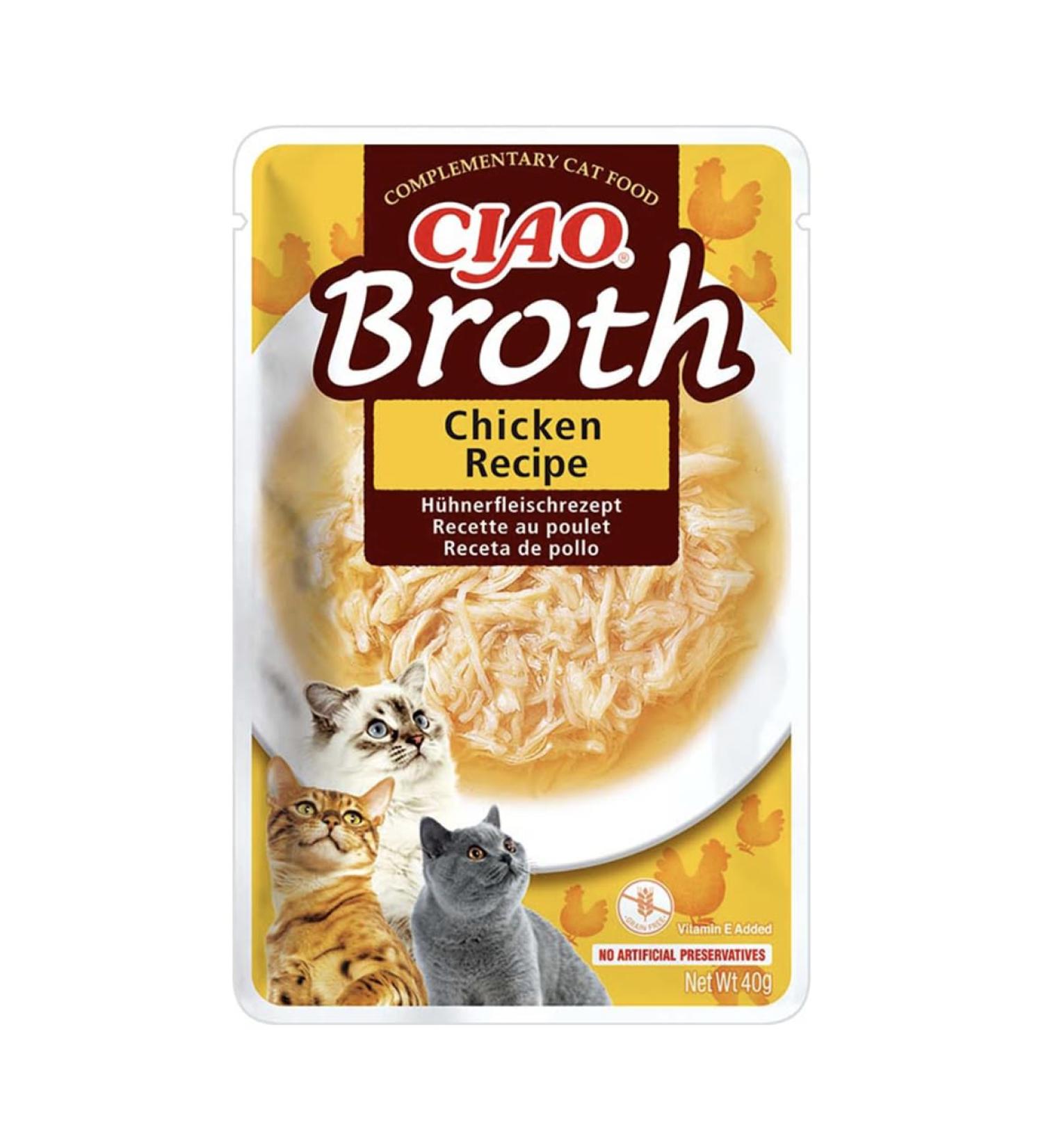 INABA CIAO Chicken Broth Wet Cat Treats Delicious and Healthy Sauce Side Dish Natural Grain Free Supplement Cat Food 1 x 40 g - Buy Online on GoSupps.com