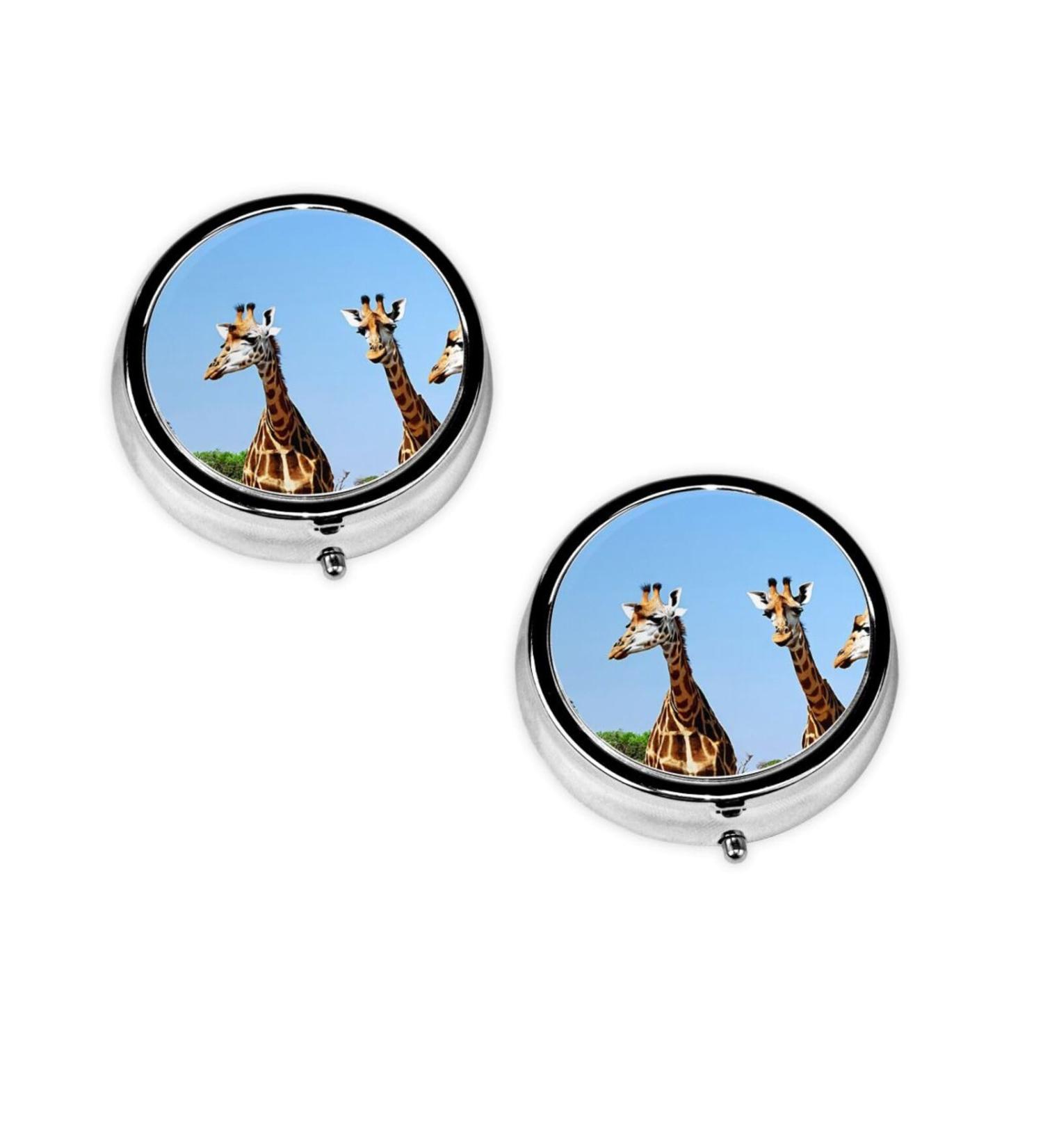 Colorful Giraffe Mini Round Pill Box - 3 Compartment Portable Organizer for Travel & Home - Buy Online on GoSupps.com