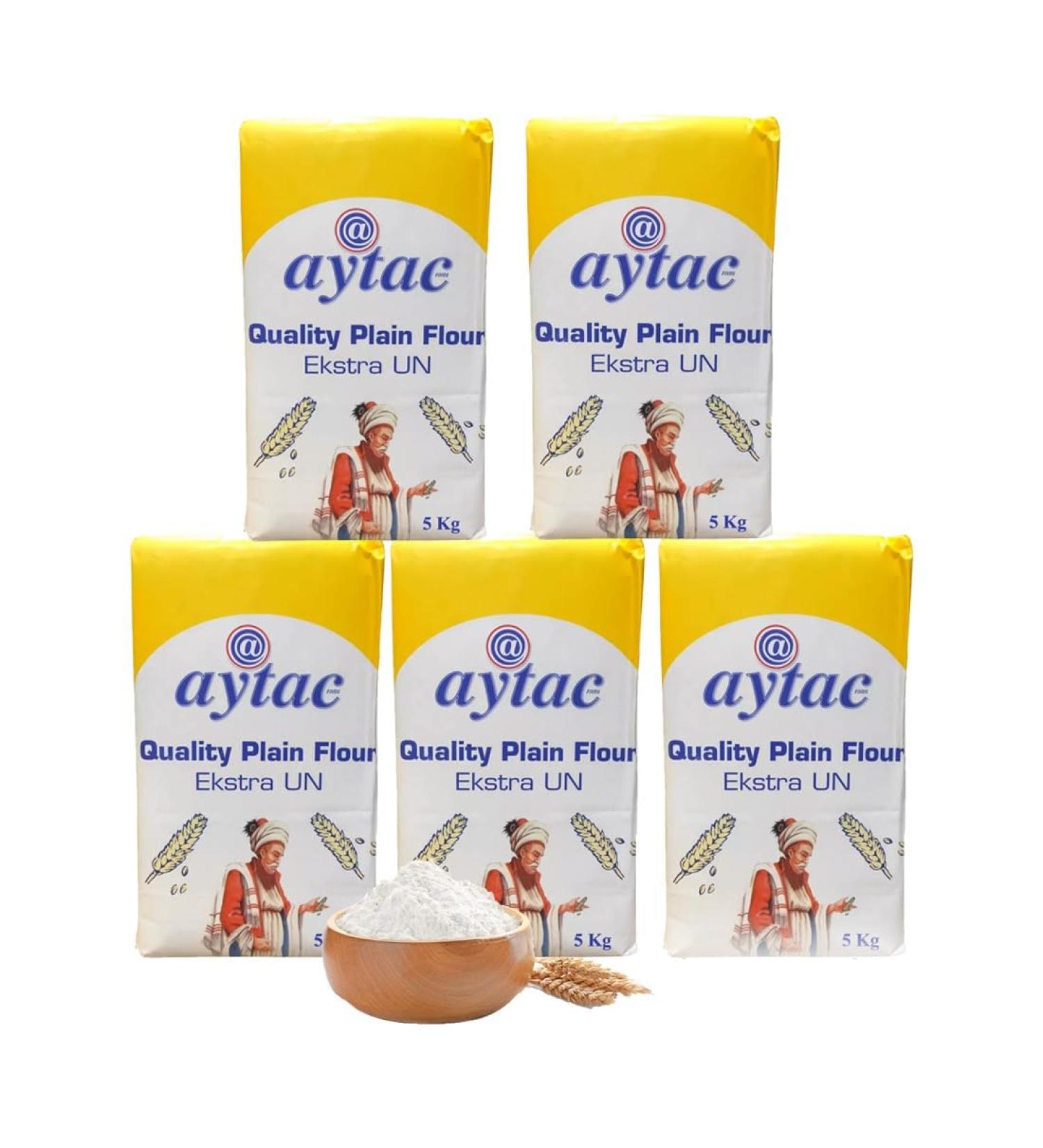 Aytac Fine Quality All Purpose Plain Baking Flour - Best for Dough Pizza and Bread 5 x 5kg - Buy Online on GoSupps.com