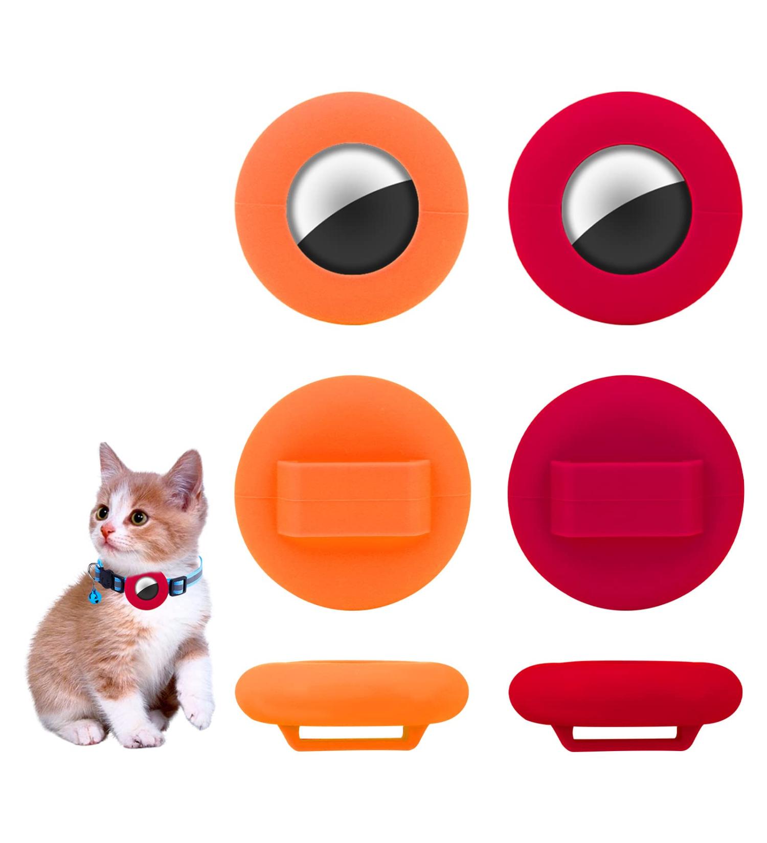 TOYMIS 2 Pcs Pet Collar Holder Compatible with AirTag 9.5 mm Silicone Protective Case for Airtags for Pets Bags Elderly Children (Orange Red) Orange / Red - Buy Online on GoSupps.com