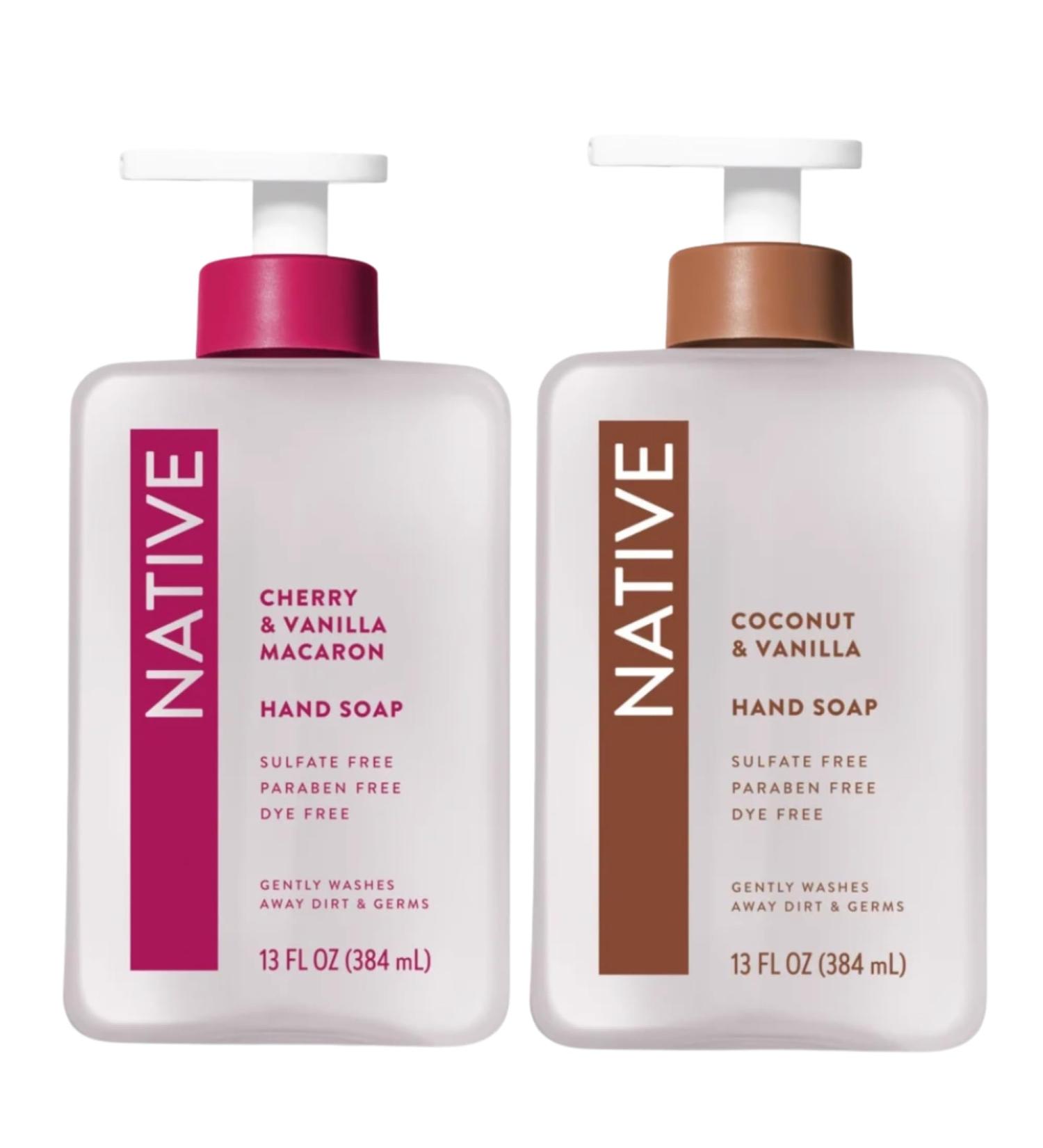 Native Hand Soap Set Cherry & Vanilla Macaron and Coconut & Vanilla Sulfate-Free 13 Fl Oz 2-Pack - Buy Online on GoSupps.com