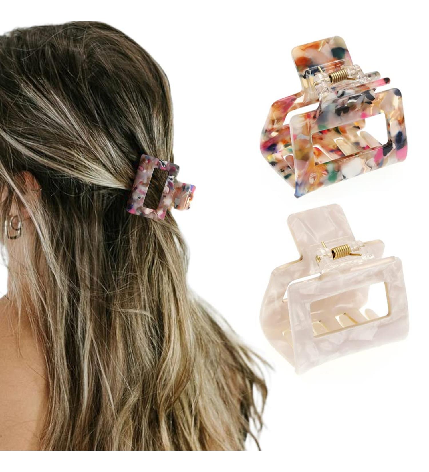 Runmi Hair Clips - French Design Acetic Acid Hair Accessories for Women & Girls | Strong Hold 2 Pack | International Shipping Available - Buy Online on GoSupps.com