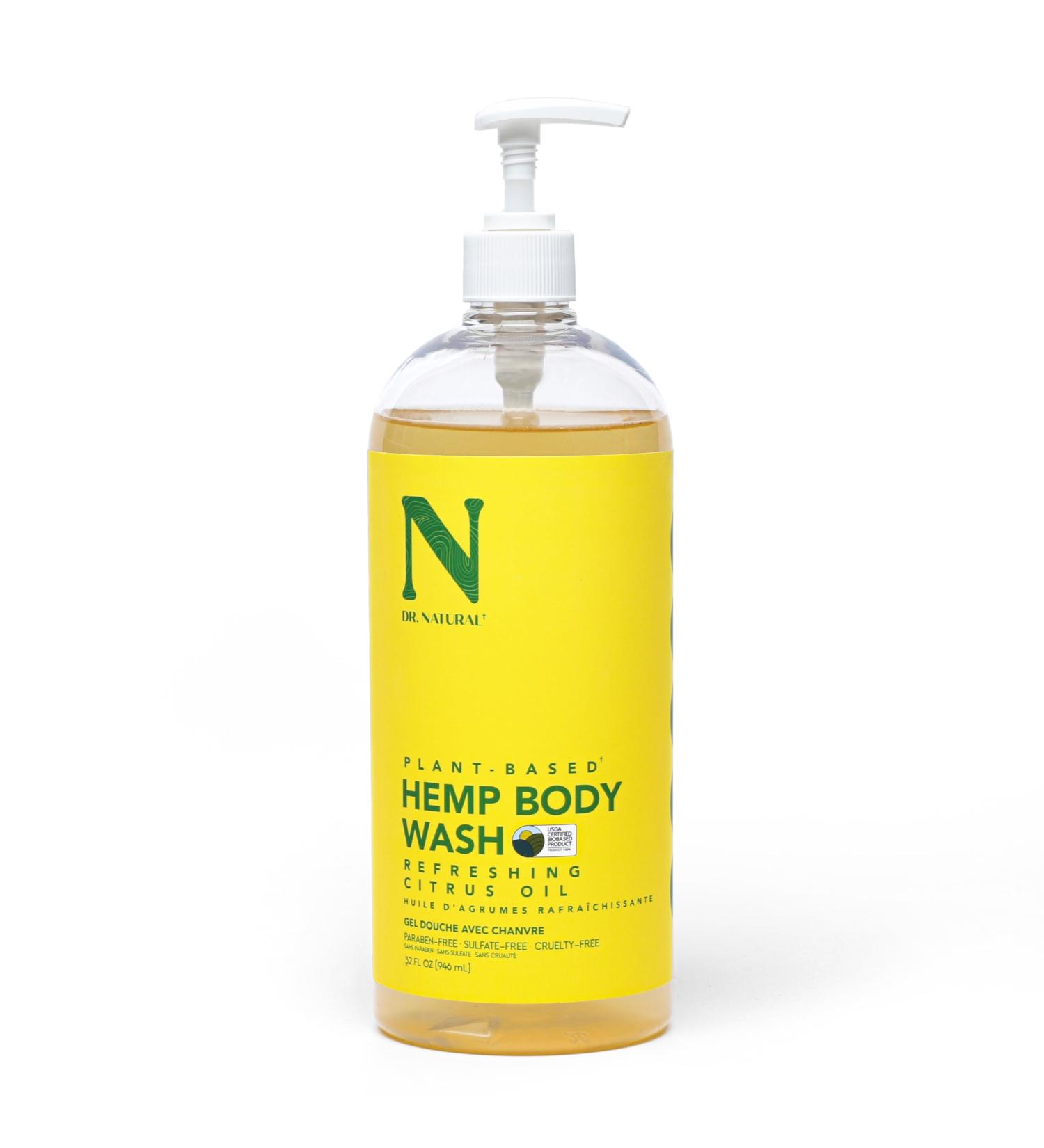 Dr. Natural Hemp Body Wash - Citrus 32 oz | Pure Plant-Based & Moisturizing with Organic Shea Butter | Deep Cleansing for Sensitive Skin - Buy Online on GoSupps.com