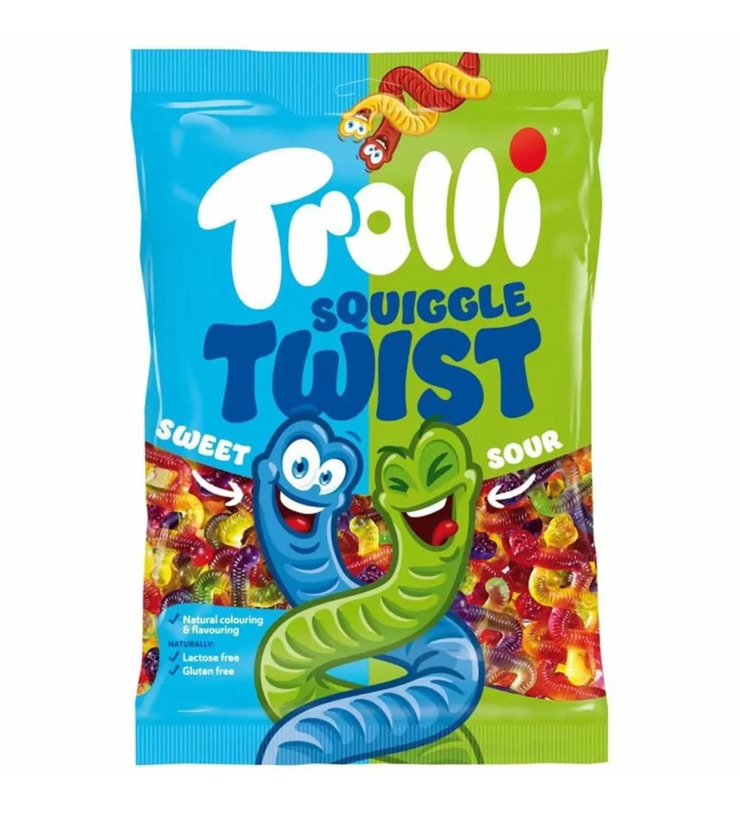 Taos Trolli Squiggle Twist Sweet & Sour Worms Sweets 150g (Pack of 3)