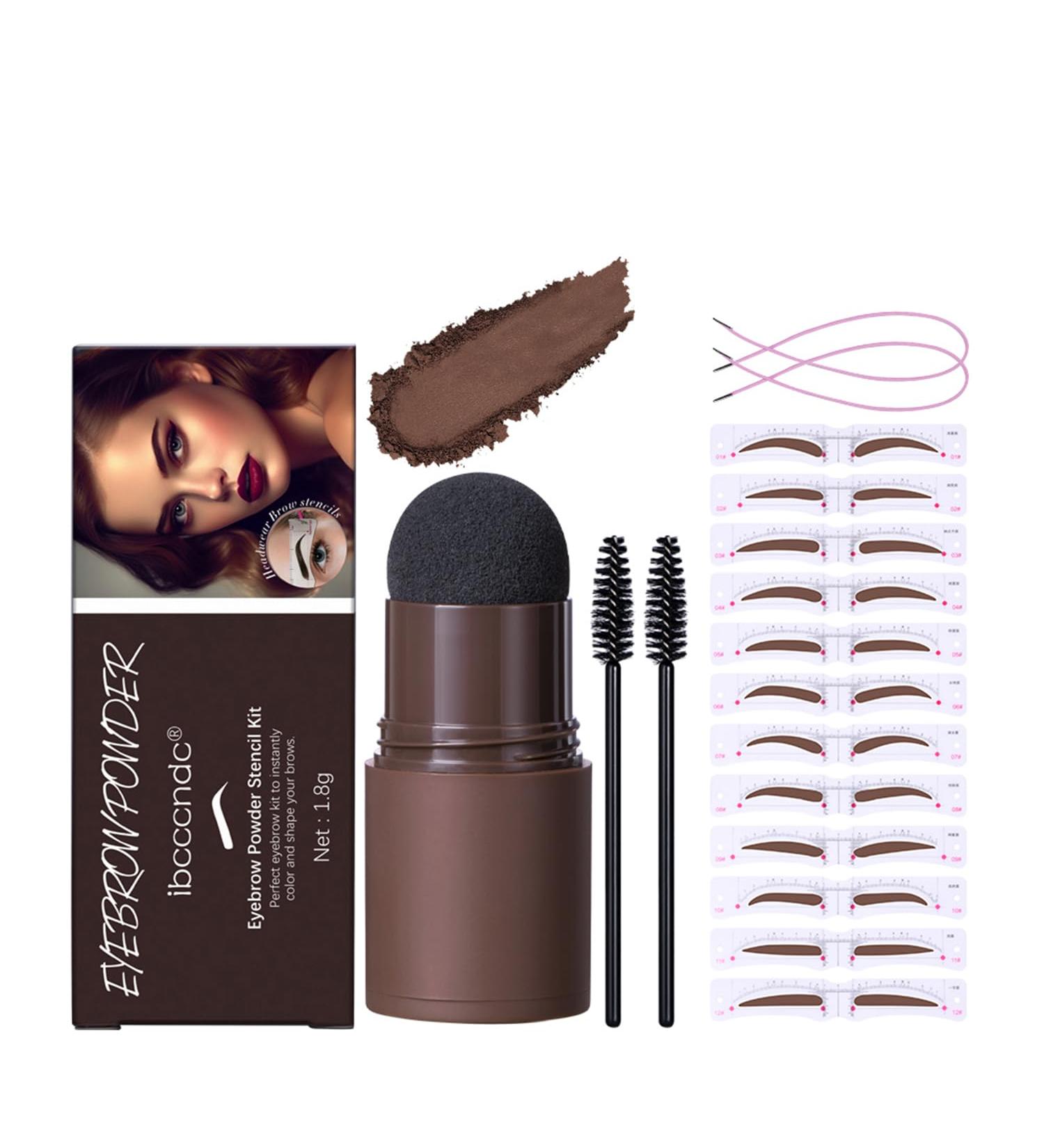 Shop Eyebrow Stamp Stencil Kit | 12 Reusable Stencils & Waterproof Powder - Long-Lasting Natural Brown Shade - Buy Online on GoSupps.com