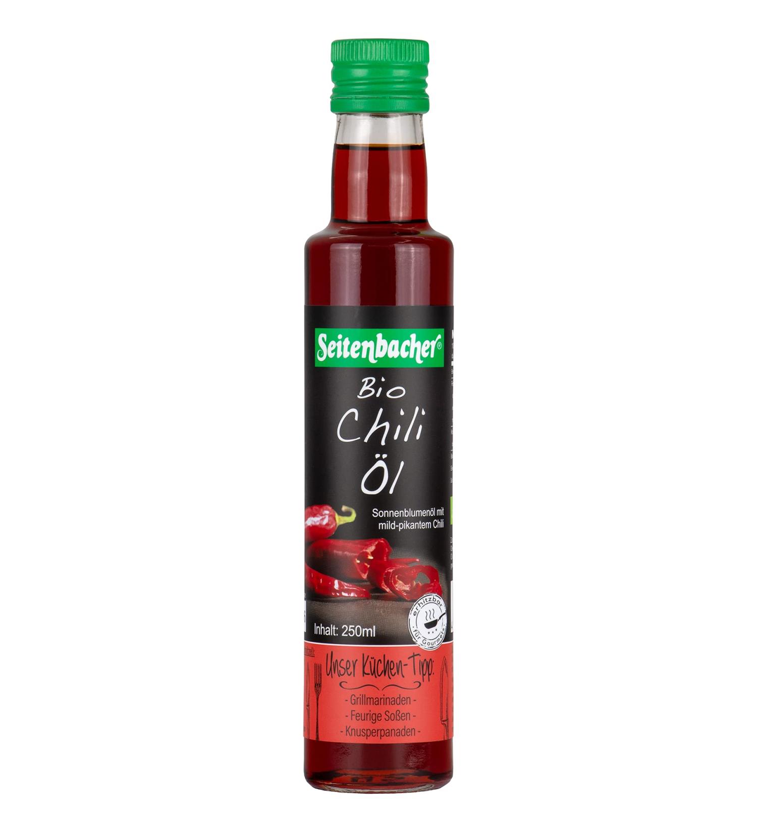 Buy Seitenbacher Organic Chili Spice Oil - Cold Pressed First Pressing Native (2x250 ml) - International Shipping Available - Buy Online on GoSupps.com