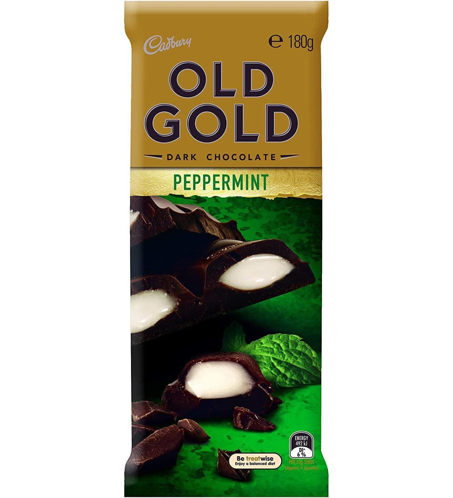  Cadbury Cadbury Old Gold Peppermint 180g the original taste of Old Gold dark chocolate with a peppermint flavored center - Buy Online on GoSupps.com