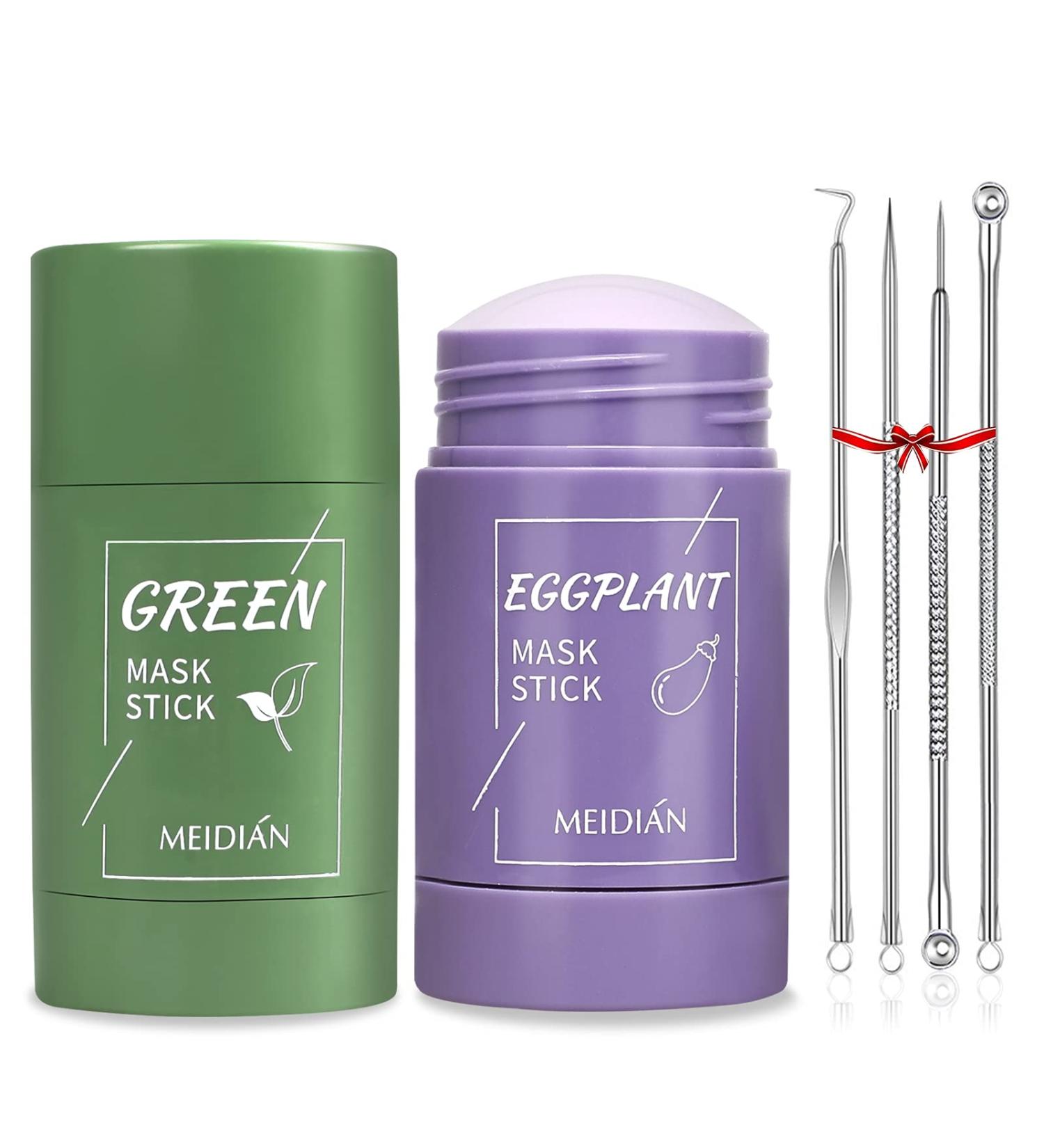 2 Pack Green Tea/Eggplant Purifying Clay Stick Mask Set - Blackhead Remover & Pore Cleansing Mask for All Skin Types - Men & Women - Face Moisturizer & Oil Control - 6 Piece Set - Buy Online on GoSupps.com