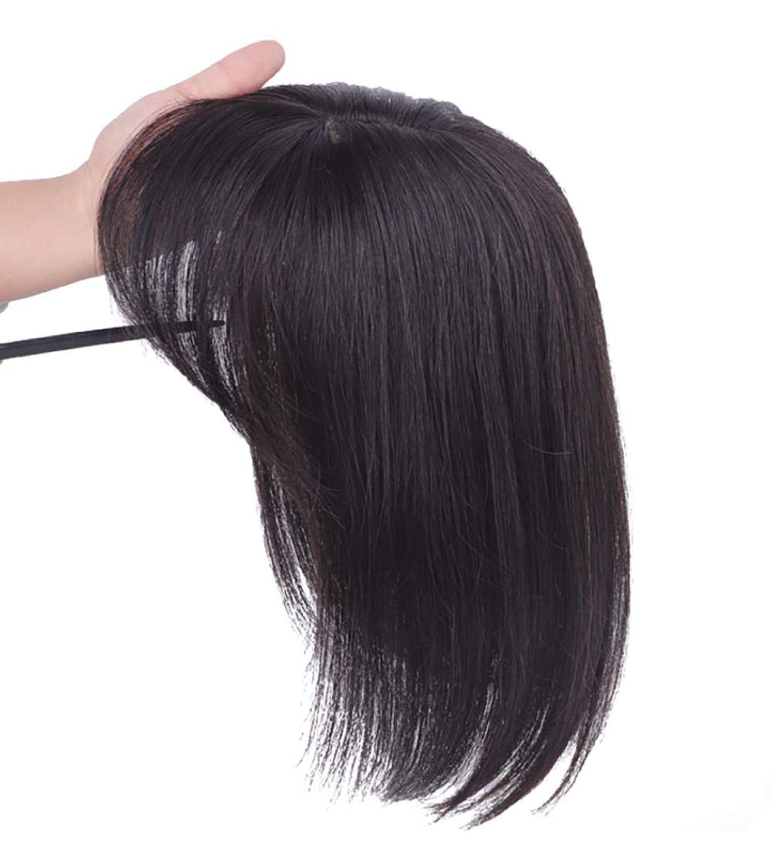 Buy 10 Dark Brown Straight Human Hair Topper Clip-in Hairpiece for Women | 25cm | International Shipping Available - Buy Online on GoSupps.com