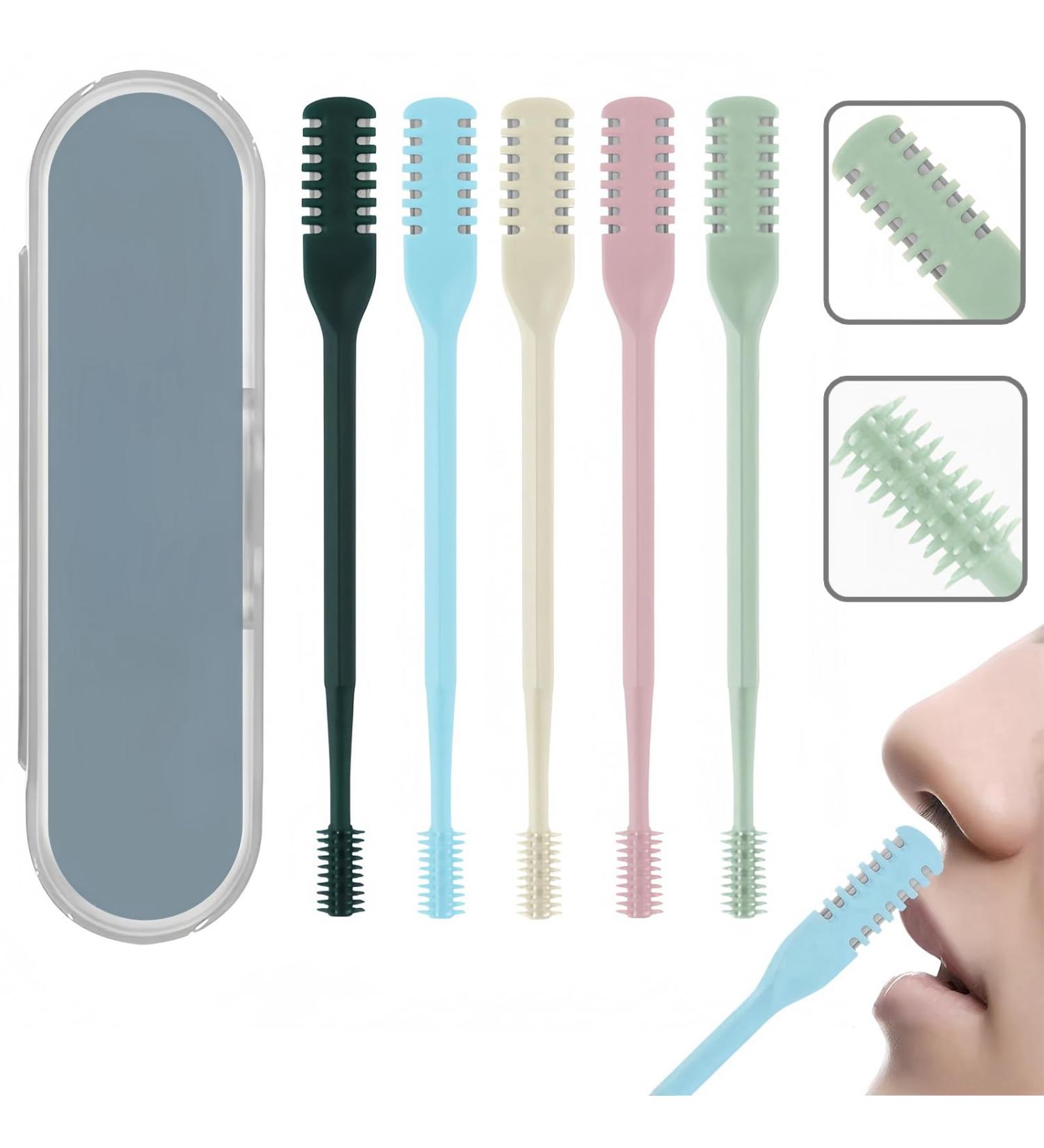 Upgraded 5-Pack Nose Hair Trimmer - 360 Rotating Double-Blade Cutter & Cleaning Brush | Portable Nostril Hair Remover for Men & Women - Buy Online on GoSupps.com
