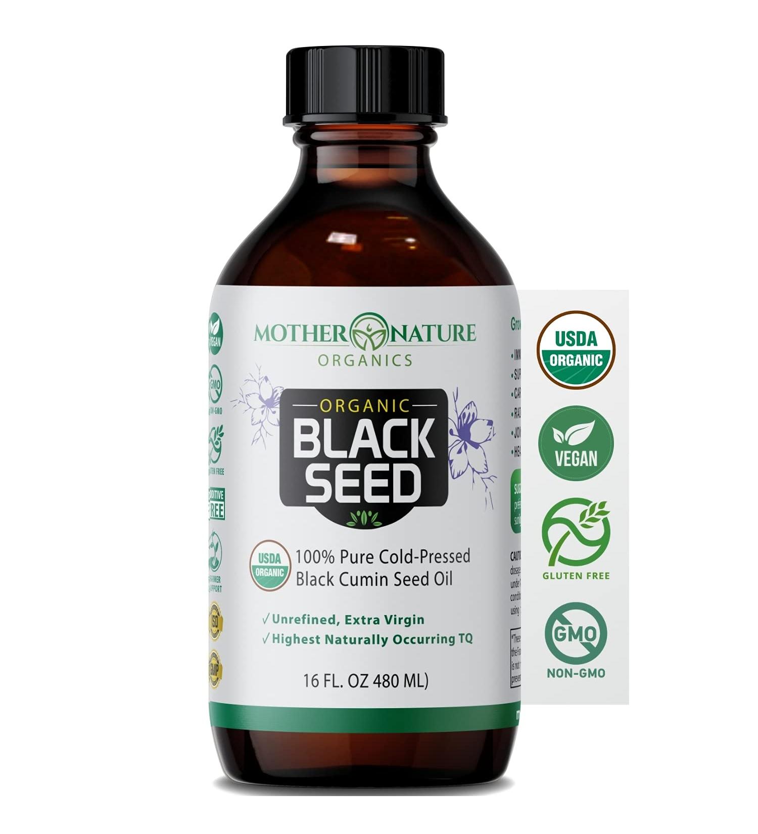 Premium Organic Black Seed Oil - Cold-Pressed Nigella Sativa (16 oz) for Immunity, Joints, Digestion, Hair & Skin - Extra Virgin, Gluten-Free, Non-GMO & Vegan - Omega 3, 6 & 9 Support - Buy Online on GoSupps.com