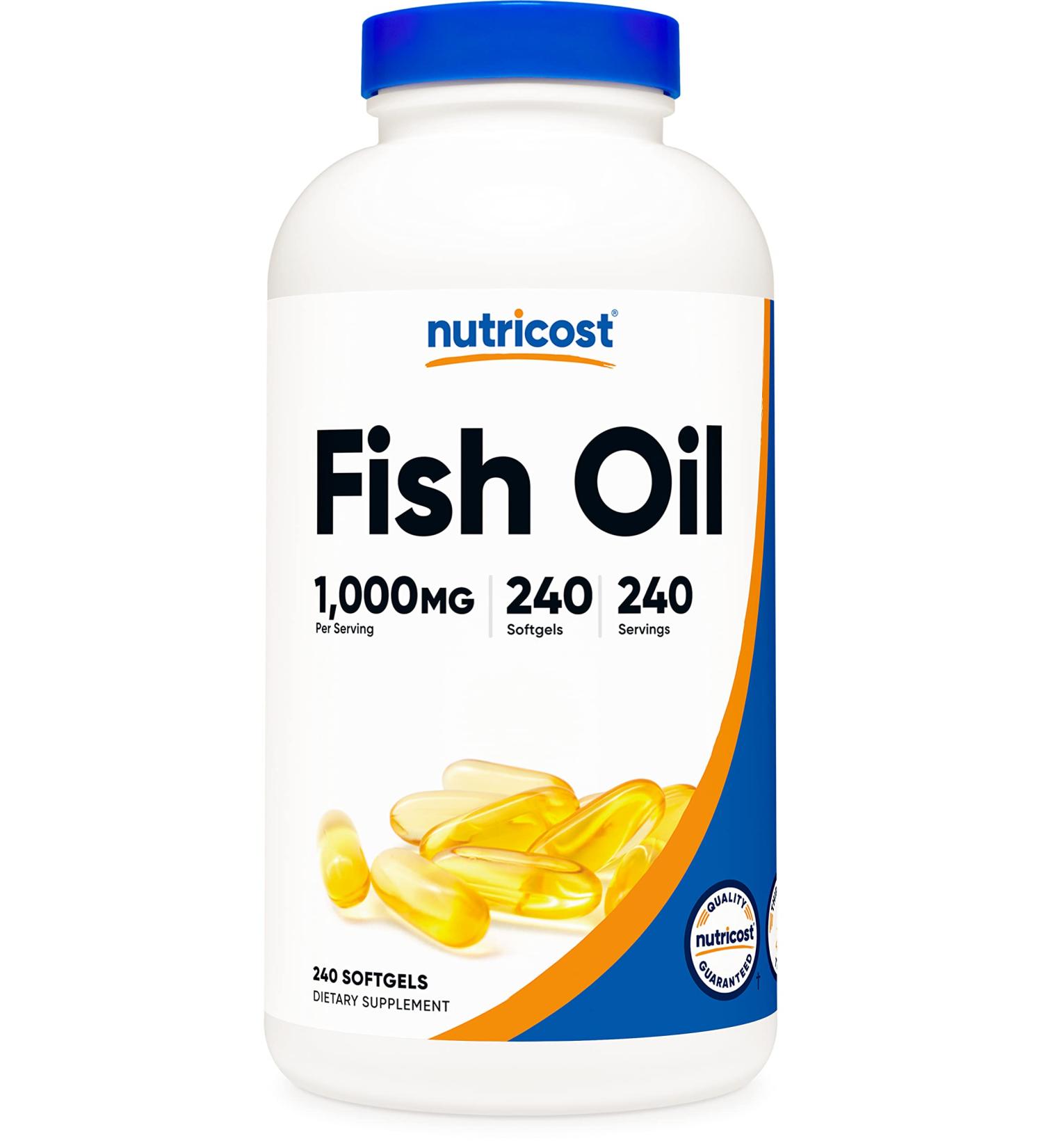 Nutricost Fish Oil Omega 3 Softgels 1000mg with EPA & DHA | 560mg Omega-3 | 240 Softgels Non-GMO & Gluten Free - Buy Online on GoSupps.com