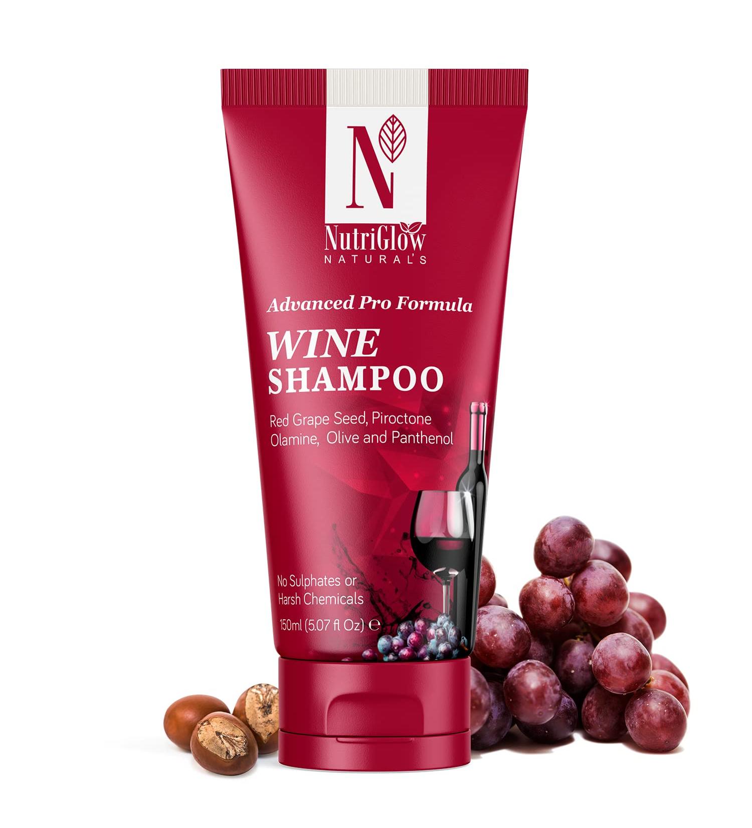 Nutriglow Natural's Advanced Pro Formula Wine Shampoo for Hair Fall Control Sulphate Free Women and Men All Hair Types 150Ml - Buy Online on GoSupps.com
