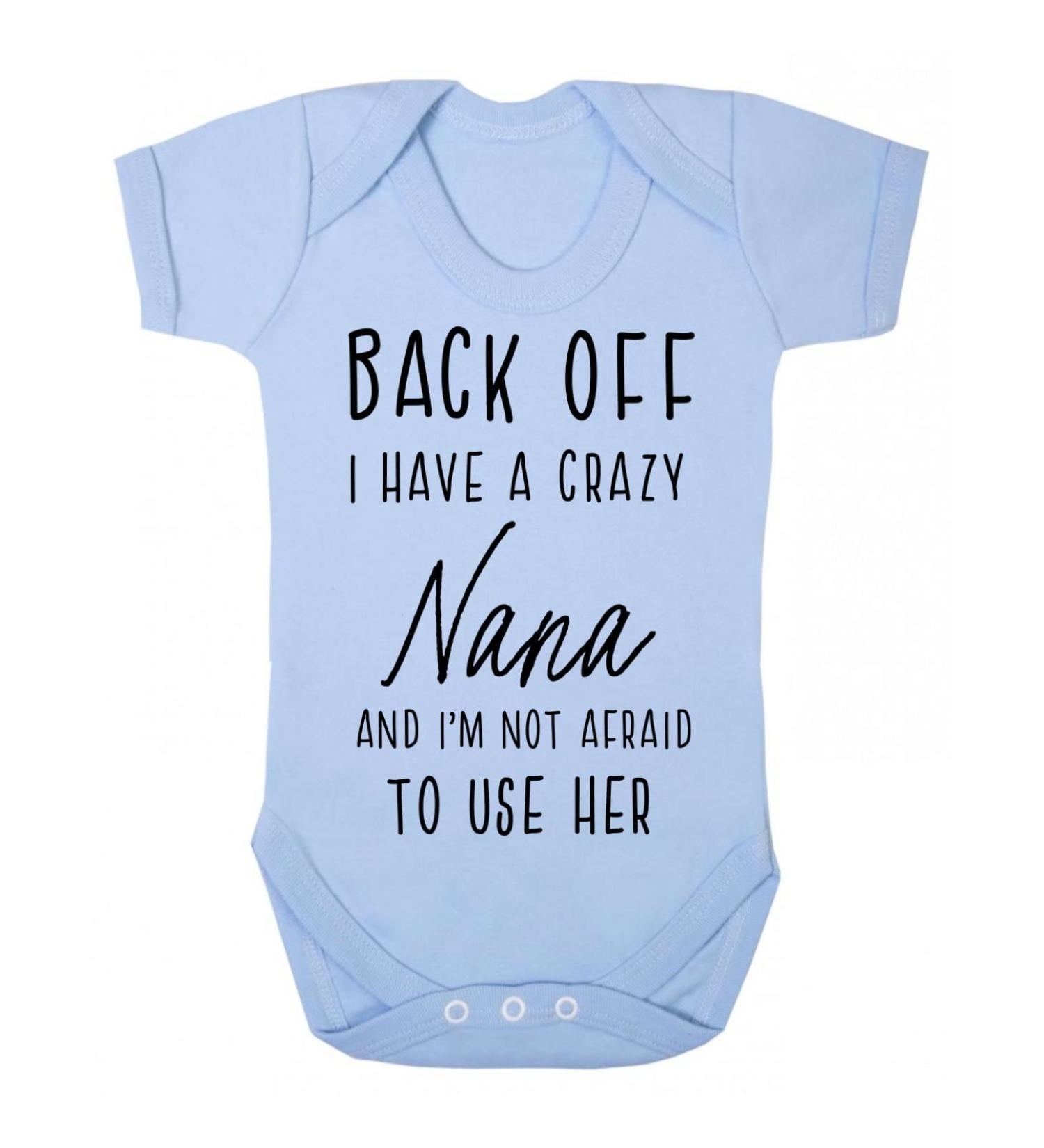 Miammo Back off I have a Crazy Nana - BBY7 Baby Grow Vest 3-6 Months (Pastel Blue) - Buy Online on GoSupps.com