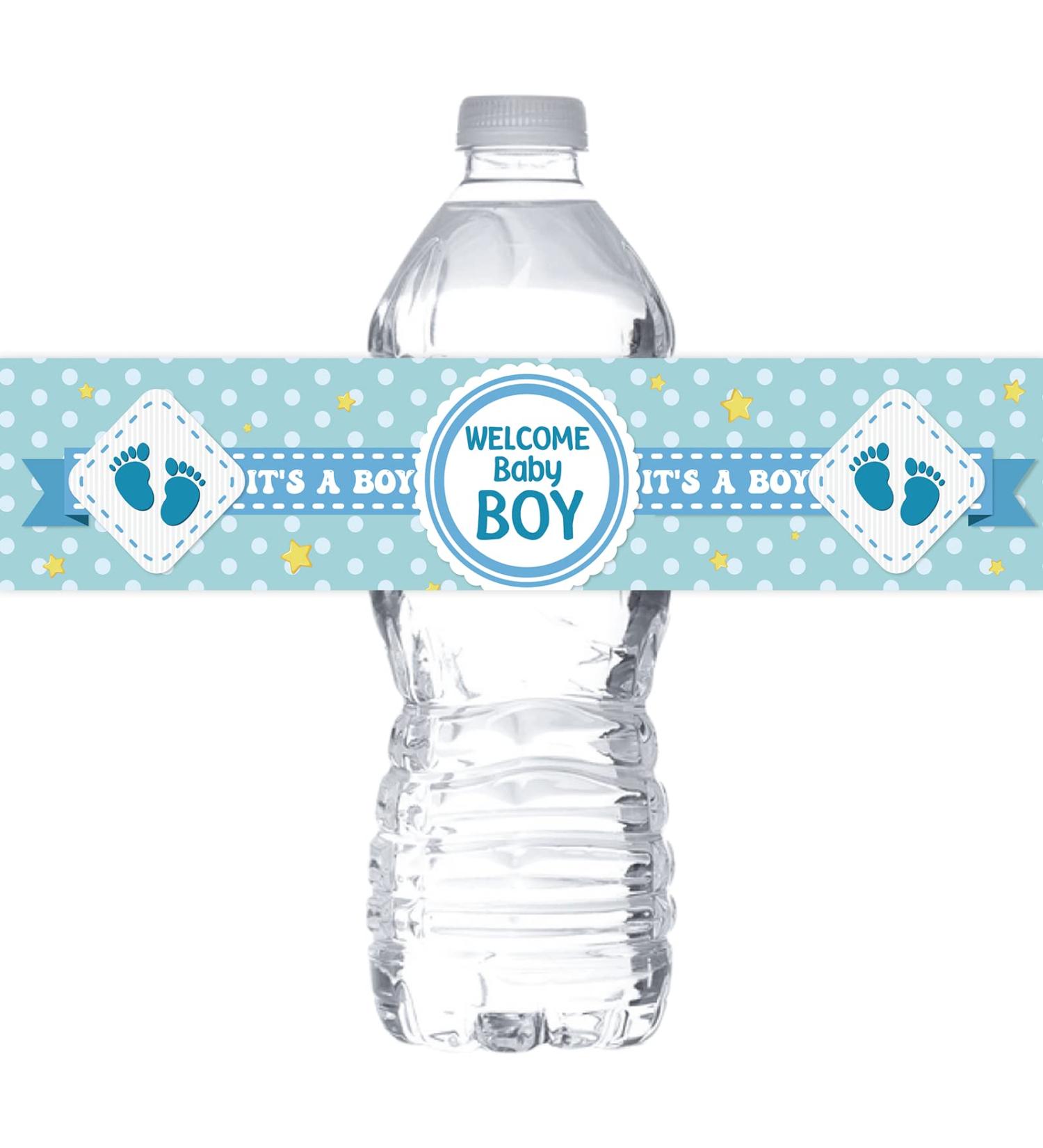 Welcome Baby Boy Water Bottle Stickers - Gender Reveal Wrappers - It's a Boy Labels - Baby Shower Decorations Blue (Set of 32) - Buy Online on GoSupps.com