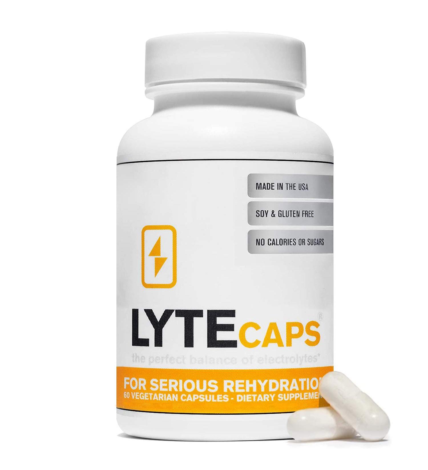 LyteCaps Electrolyte Tablets - 60 Vegetarian Capsules for Rehydration & Cramps - Magnesium, Potassium, Sodium, Zinc - Gluten, Dairy, Nut-Free - 60 Count - Buy Online on GoSupps.com