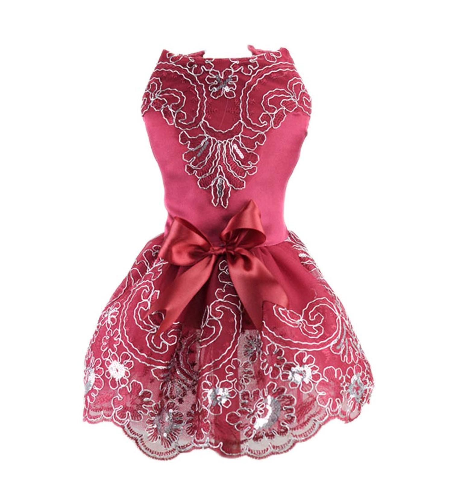 Delifur X-Large Red Dog Tutu Wedding Dress - Flower Princess Pet Costume for Spring & Summer Parties - Buy Online on GoSupps.com