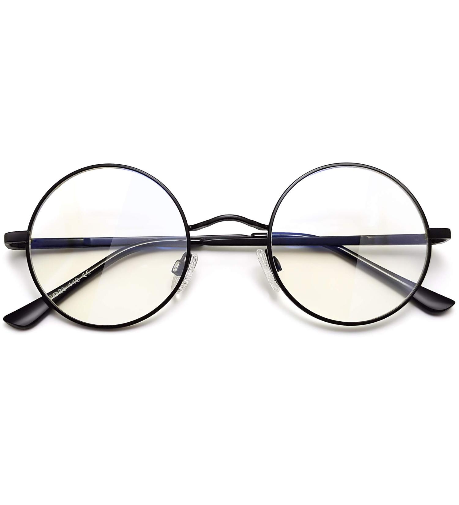 Joopin Blue Light Filter Glasses for Men - Round Metal Frame A20 Anti-Blue Light Computer & Gaming Glasses - Stylish Black & Transparent Design - Buy Online on GoSupps.com