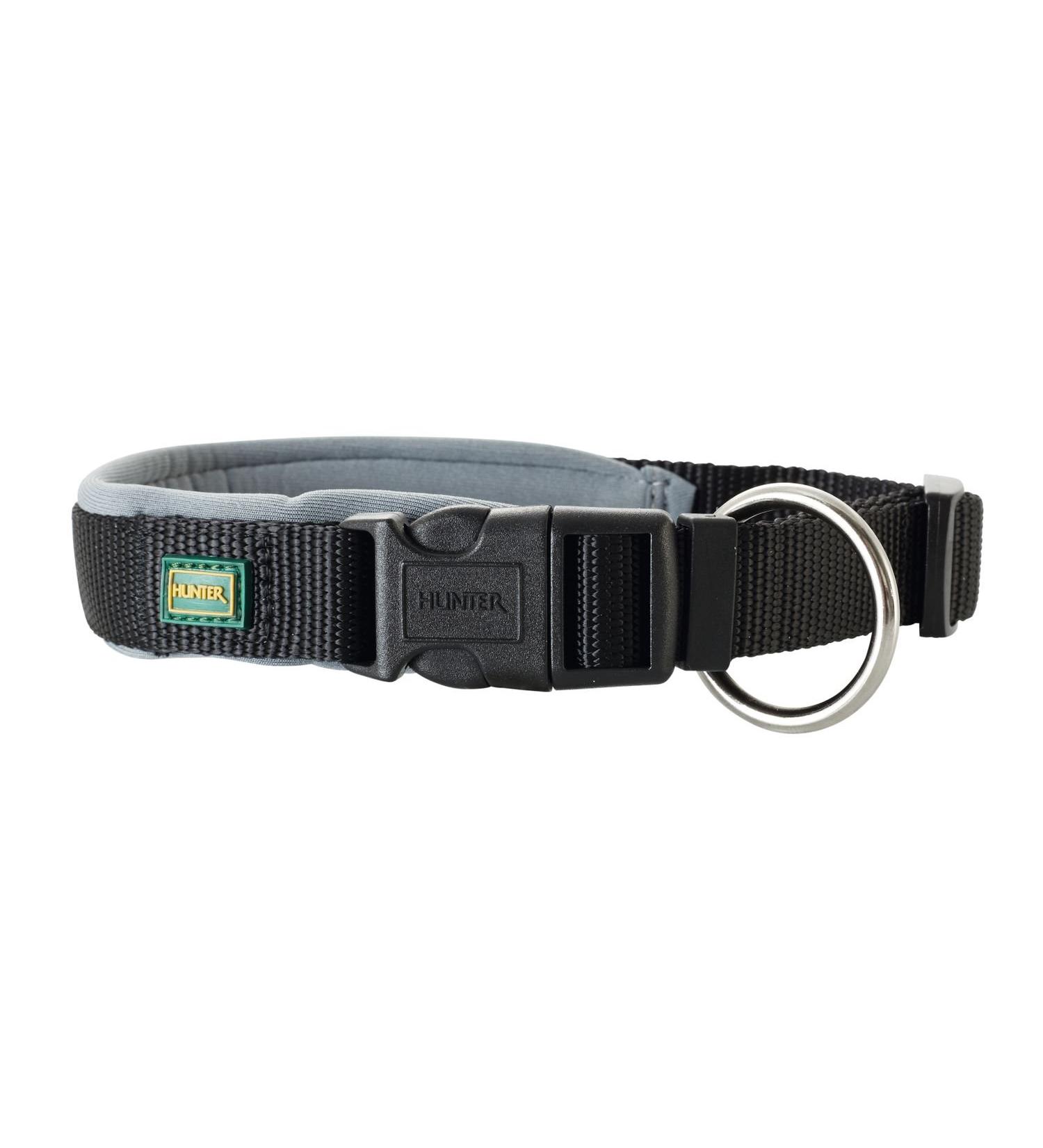 Hunter neoprene Vario plus neck dog collar nylon padded with neoprene 45 - 50/2.0 (M -L) black /gray 45 - 50/2.0 (m -l) black /gray