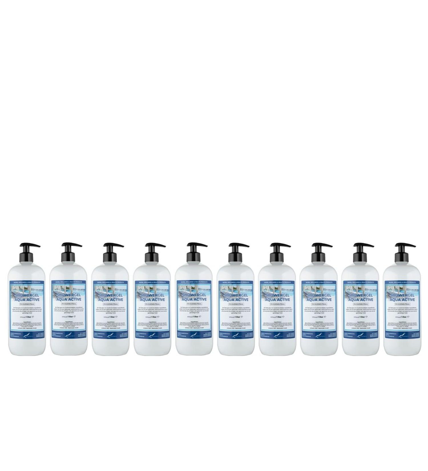 Claudius Showergel Aqua Active 10 x 1 liter with 10 pumps white