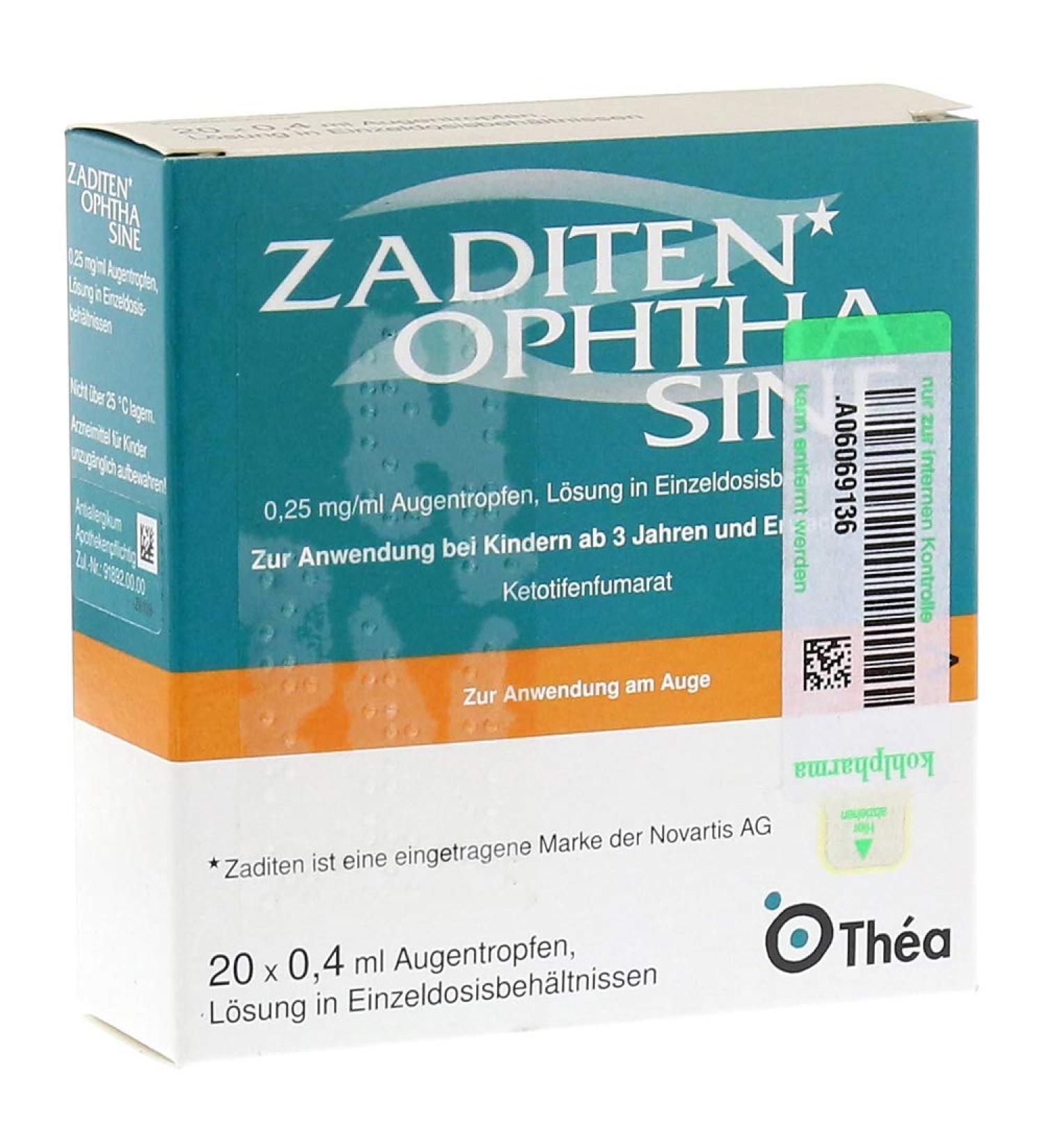ZADITEN ophtha sine eye drops single dose pipettes 20 pcs