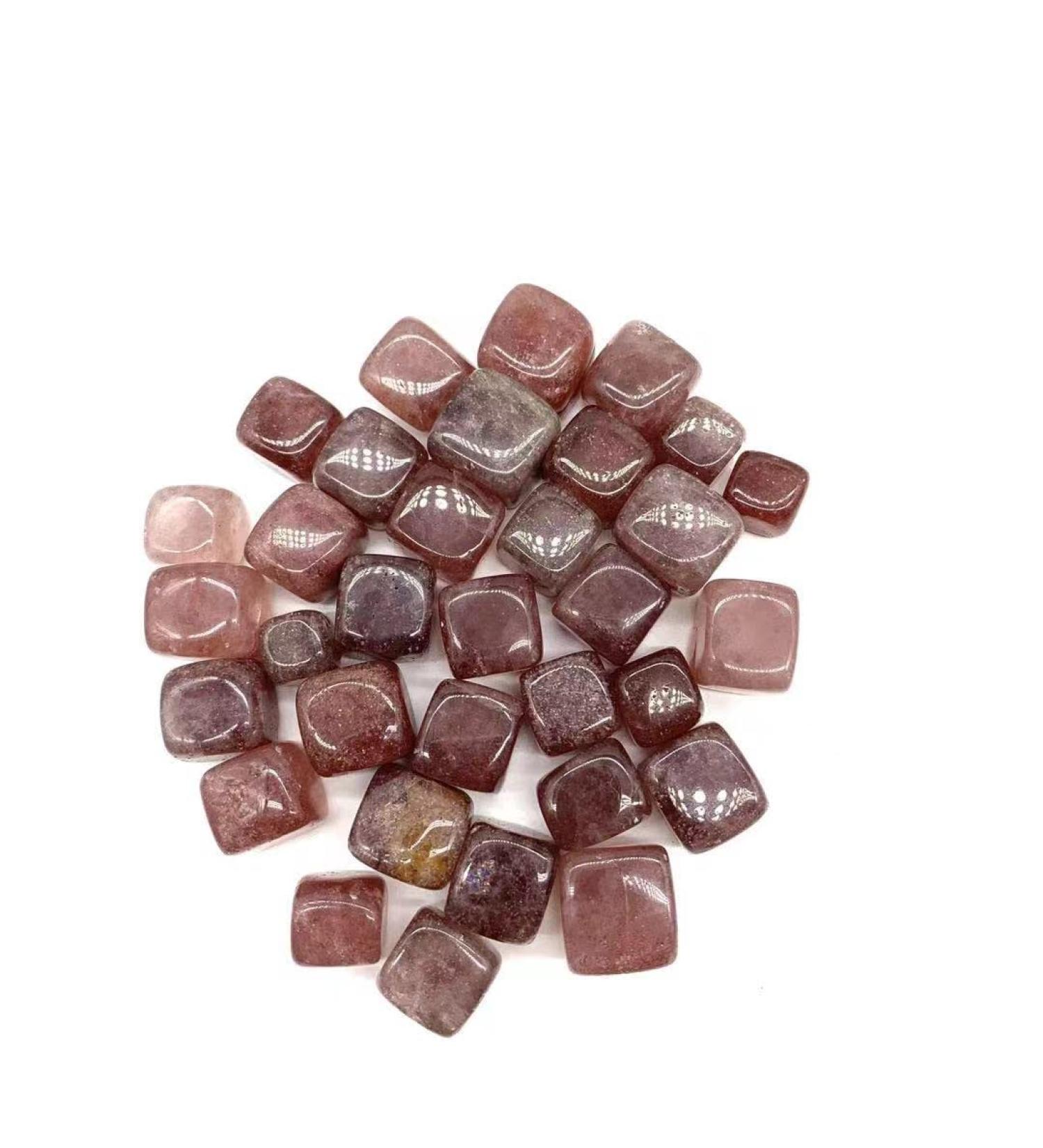 Natural Crystal Rough 10pc 15mm-20mm Natural Red Strawberry Quartz Crystal Polishing Stone Cube for Wedding Gift Can be Used for Home Office Decoration - Buy Online on GoSupps.com