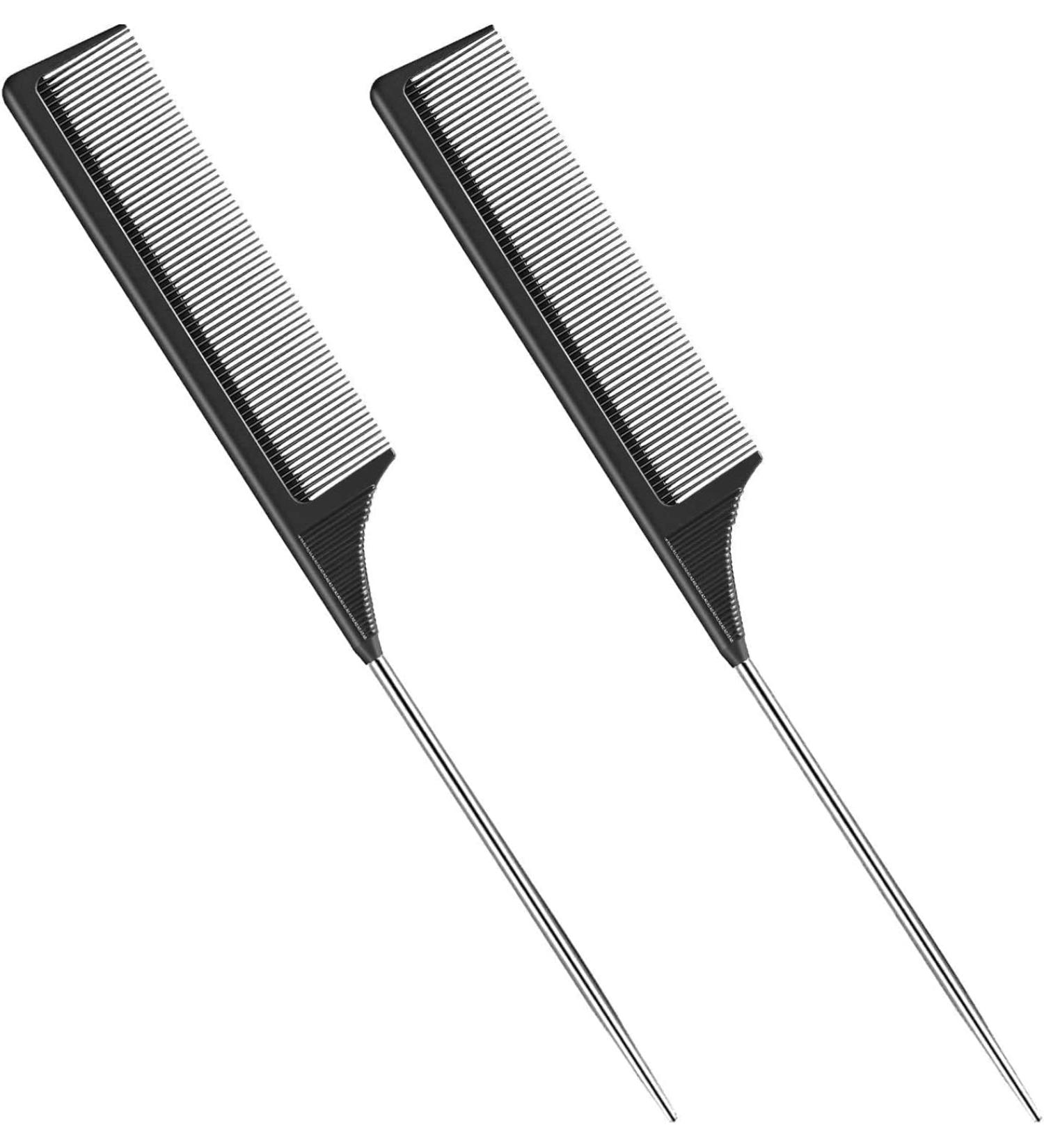 2 Pack Tail Comb Carbon Fiber Stainless Steel Pintail and Heat Resistant Rat Teasing Comb for Daughter Women Black - Buy Online on GoSupps.com