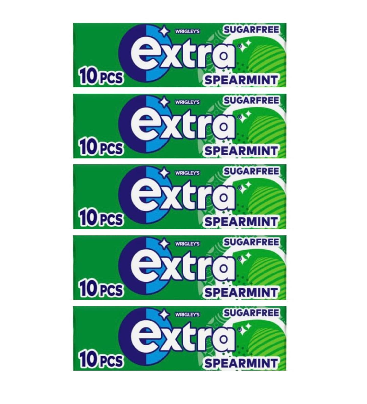 5 x packs Wrigley s Extra Spearmint Flavour Sugar Free Chewing Gum - Freshens Breath With Xylitol Helps with Oral Hygiene for Healthy Teeth and Gums - Buy Online on GoSupps.com