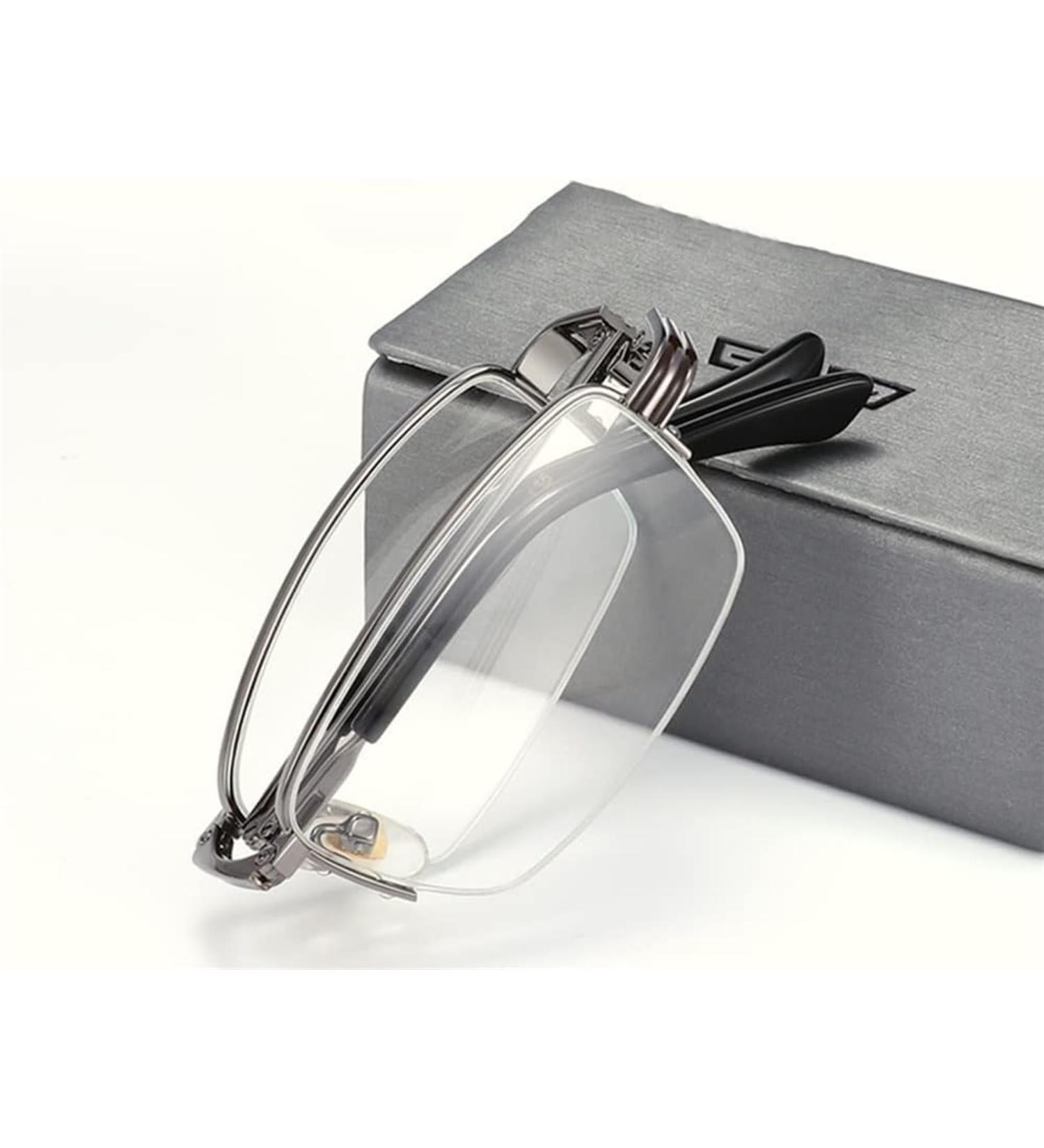 HD Anti Blue Light Reading Glasses - Foldable Bifocal Readers for Men | Light Blocking Half Frame Eyewear - Buy Online on GoSupps.com