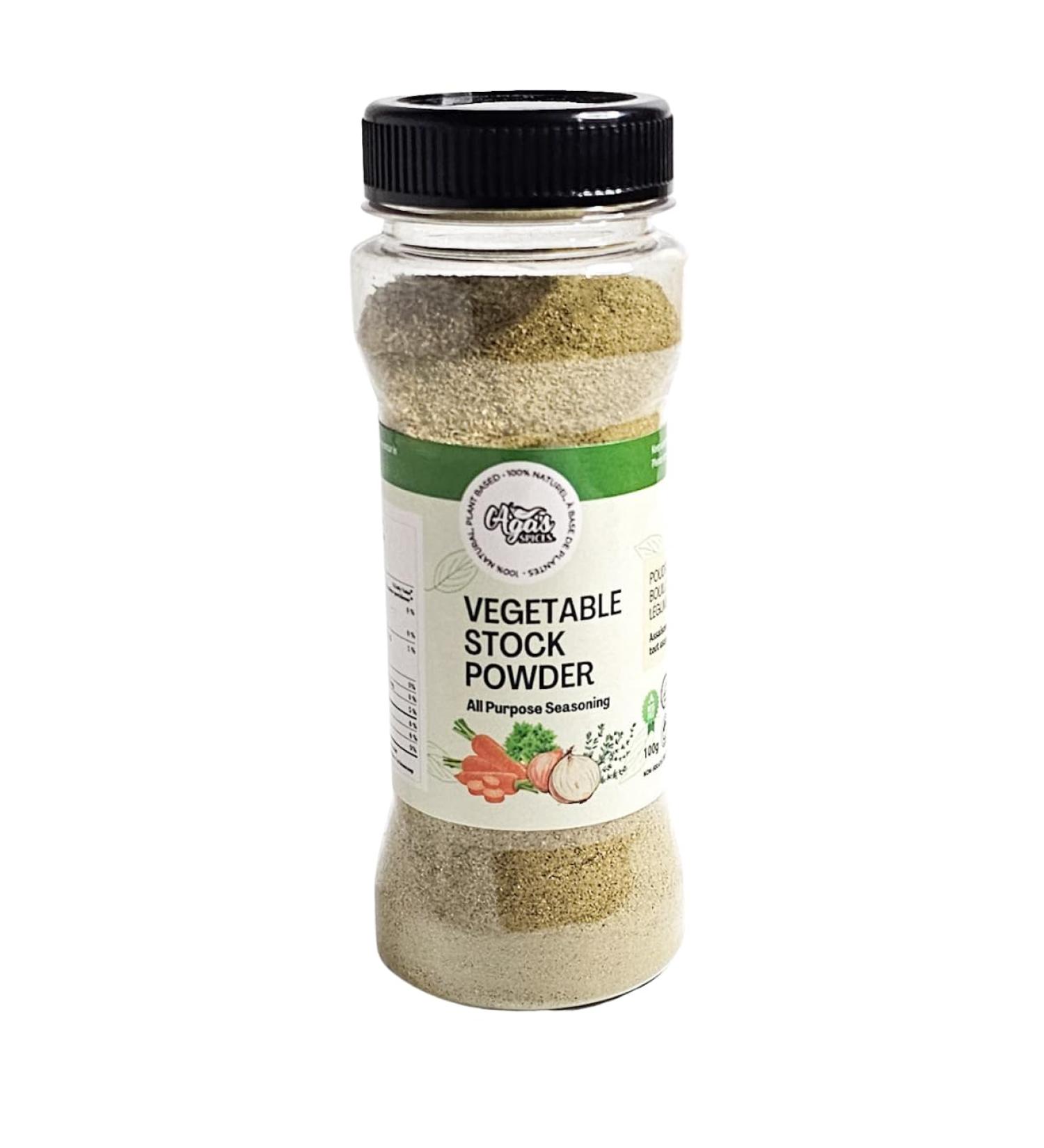 Aga's Wholesome Vegetable Stock Powder 100g Low Sodium & MSG Free All Natural Vegetable Bullion All Purpose Seasoning Vegan Gluten Free Non-Irradiated GMO Free - Buy Online on GoSupps.com
