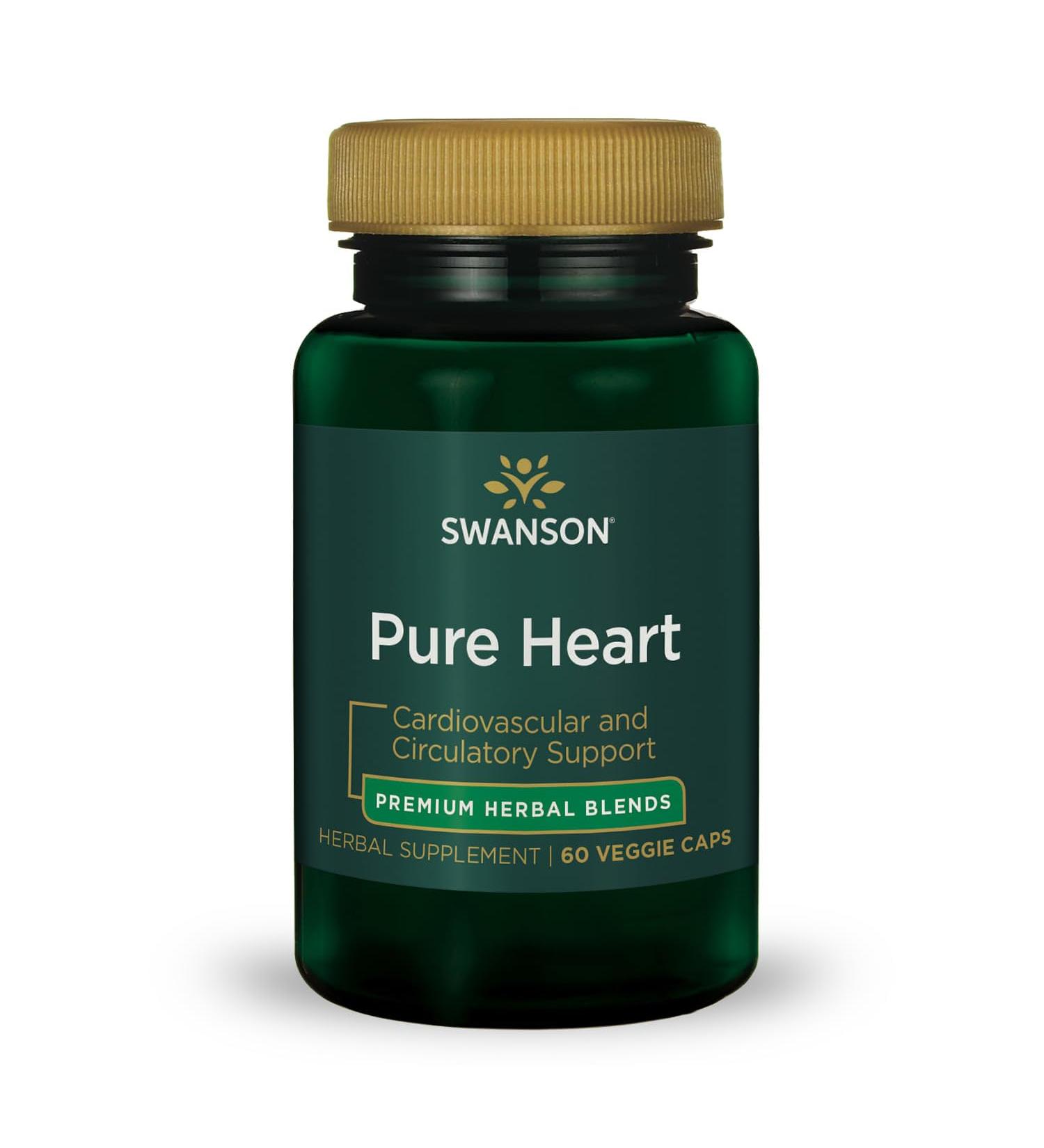 Swanson Pure Heart Cardiovascular Circulatory Health Antioxidant Resveratrol Blood Pressure Cholesterol Support Herbal Supplement 60 Veggie Capsules (Veg Caps) Vegan