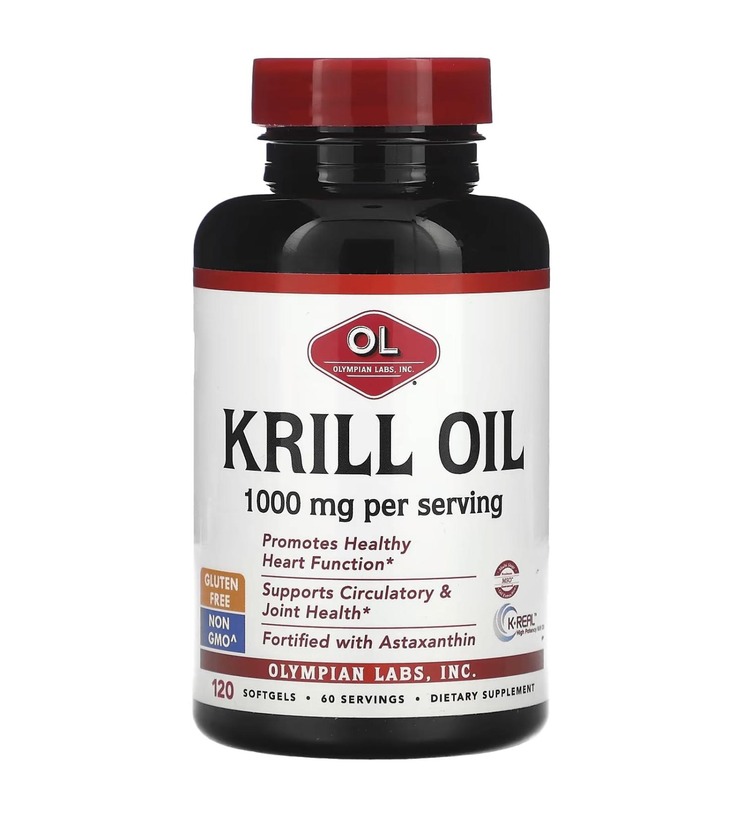 Olympian Labs Krill Oil Softgels 120 Count Antarctic KrillOil Plus Fish Oil and Added Astaxanthin 1000mg per Serving. - Buy Online on GoSupps.com