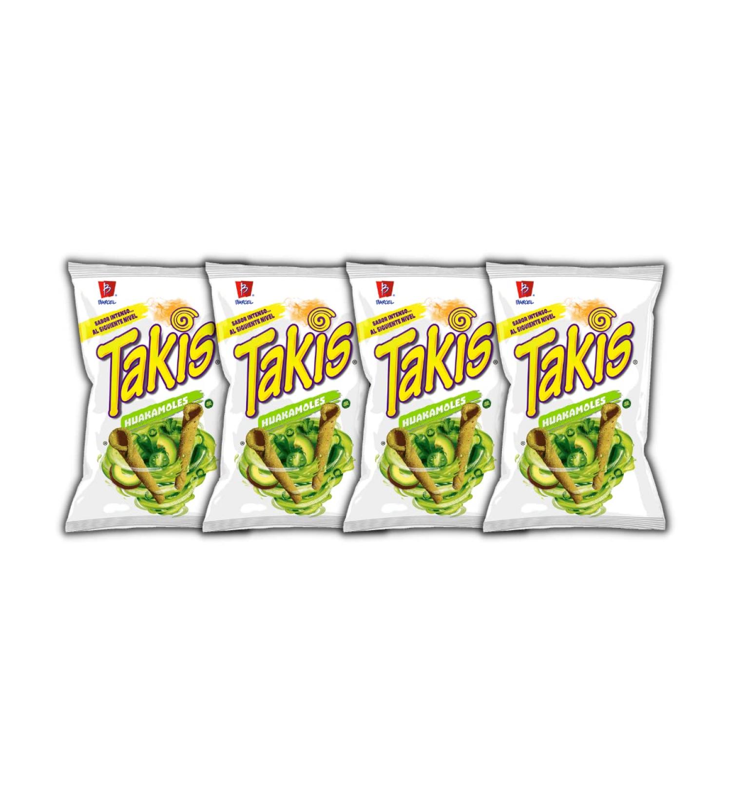 Barcel Takis Huakamoles Flavored Chips (Guacamole) - Imported From Mexico - Box of 4 Bags (Net. 70g each) - Huakamoles Flavor Only Found In Mexico